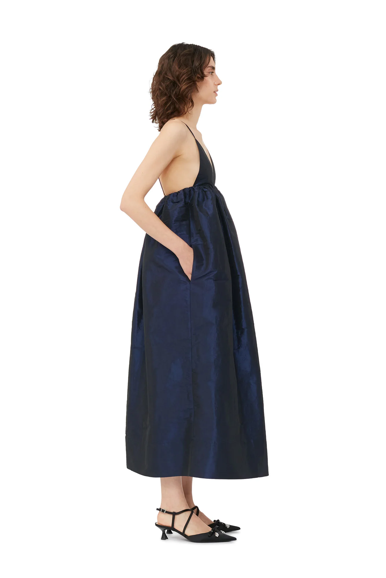 Shiny Taffeta Strap Dress | Sodalite Blue - Image 6