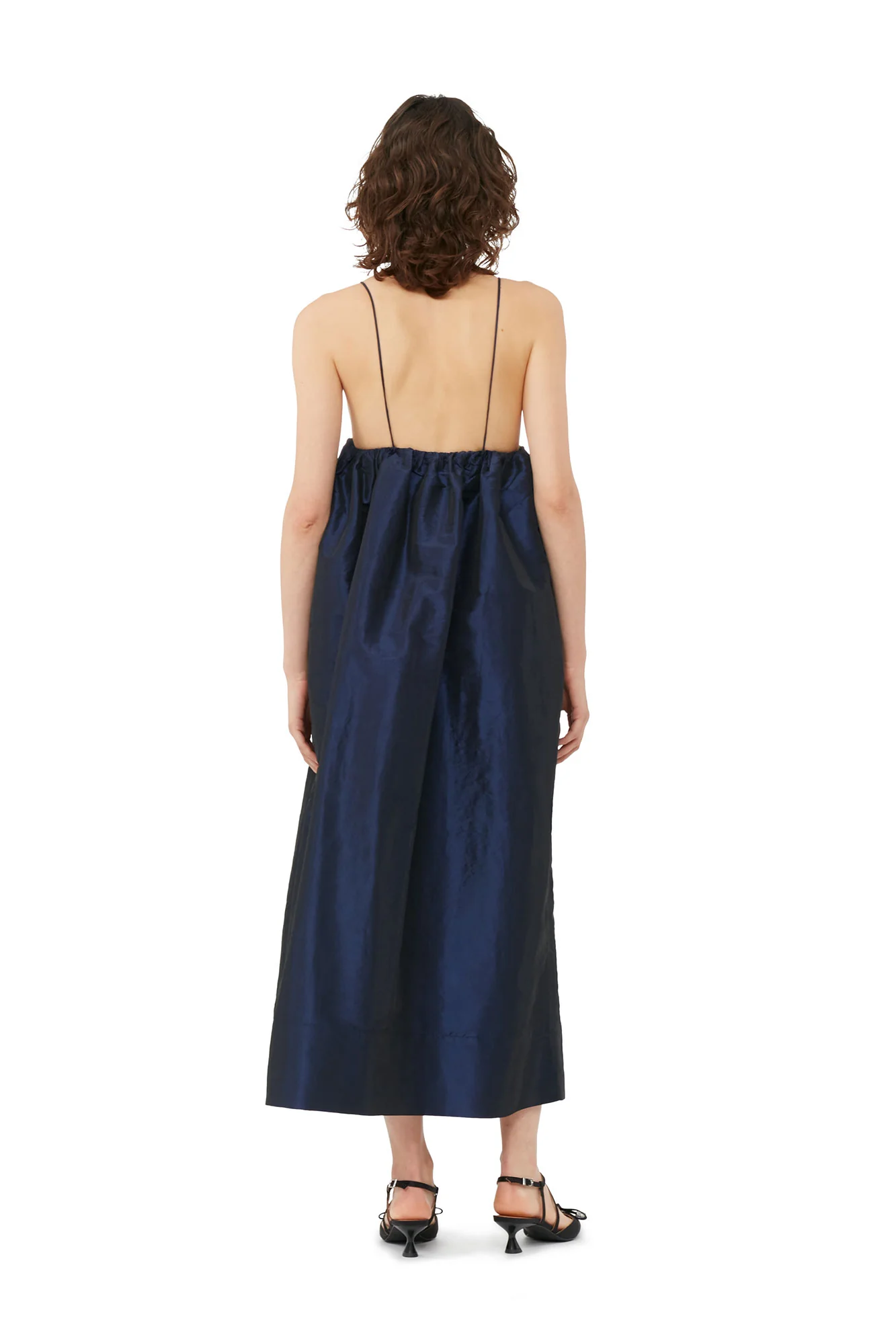 Shiny Taffeta Strap Dress | Sodalite Blue - Image 7