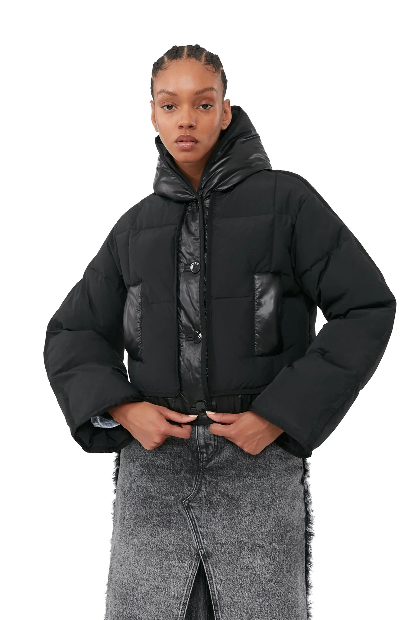Short Hooded Puffer Jacket | Black - Image 6