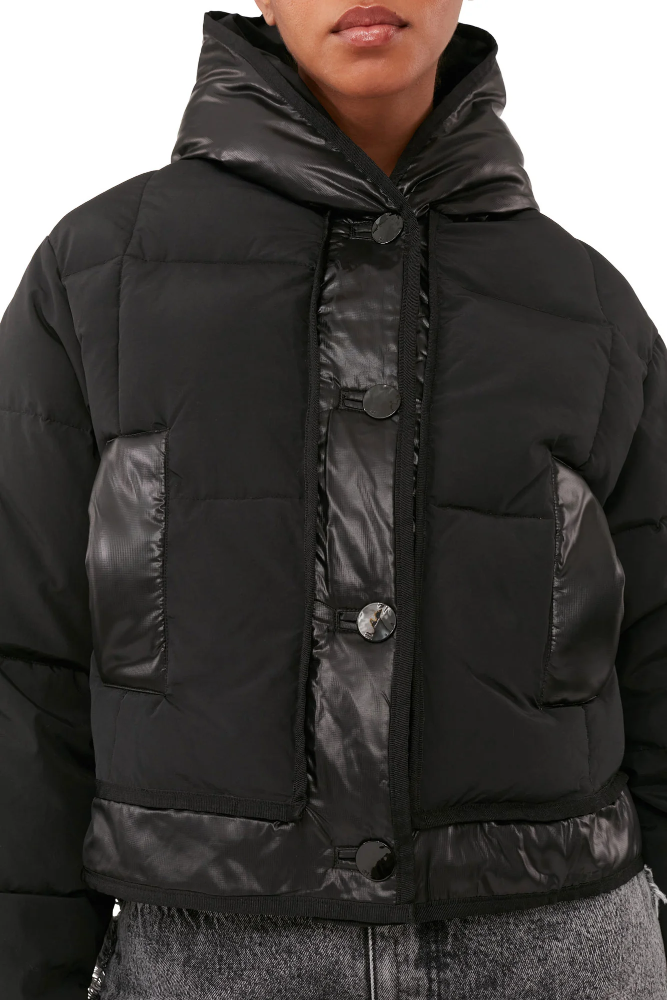 Short Hooded Puffer Jacket | Black - Image 7