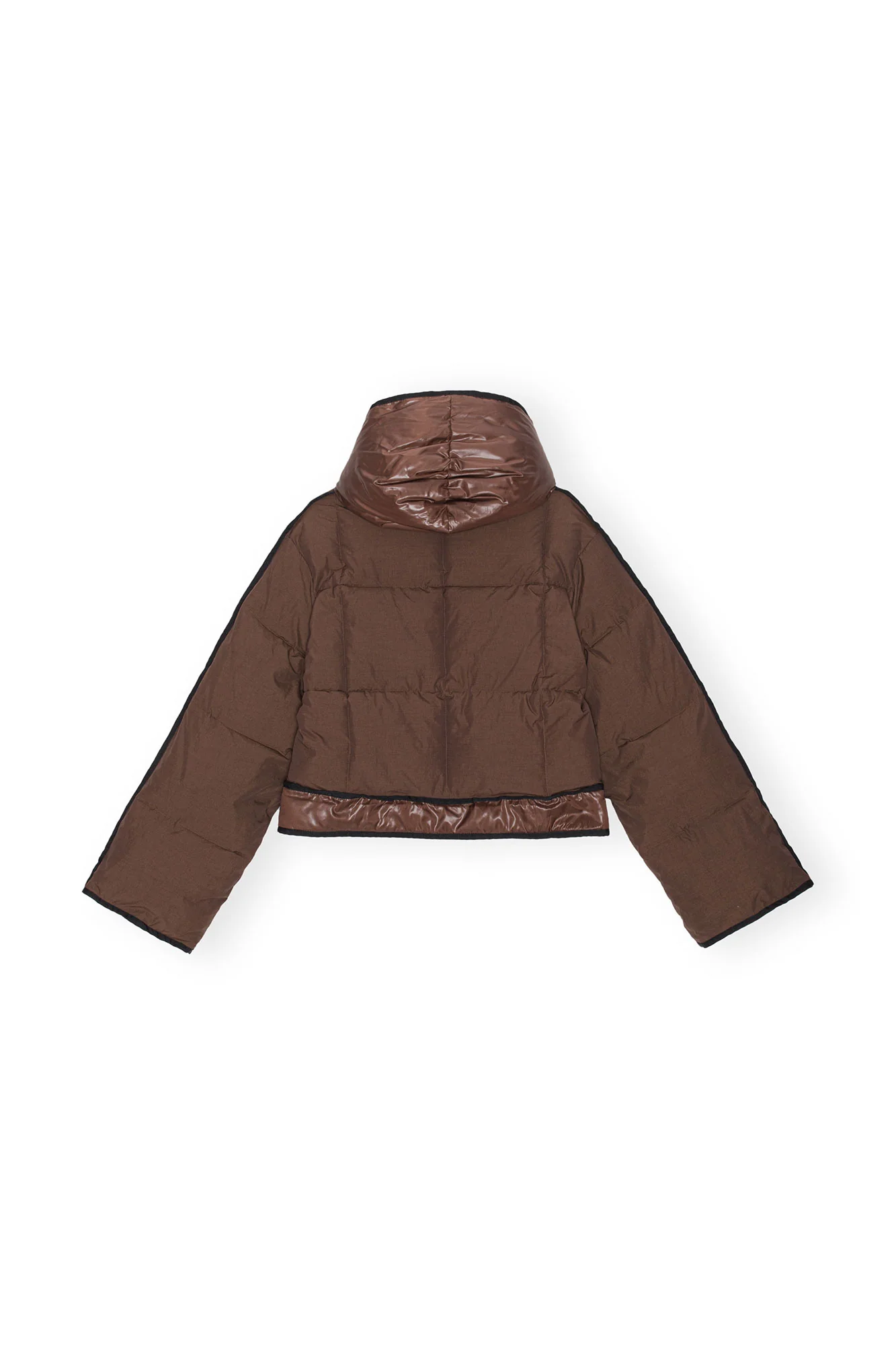 Short Hooded Puffer Jacket | Shaved Chocolate - Image 2