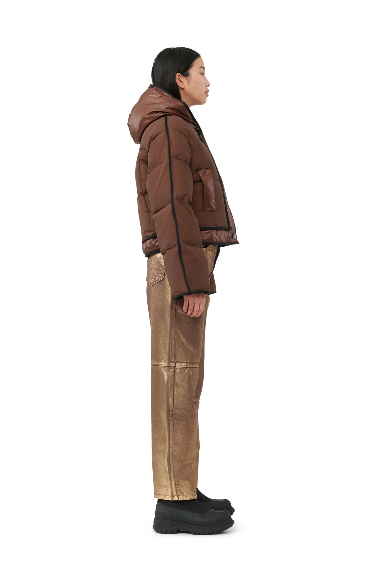 Short Hooded Puffer Jacket | Shaved Chocolate - Image 4