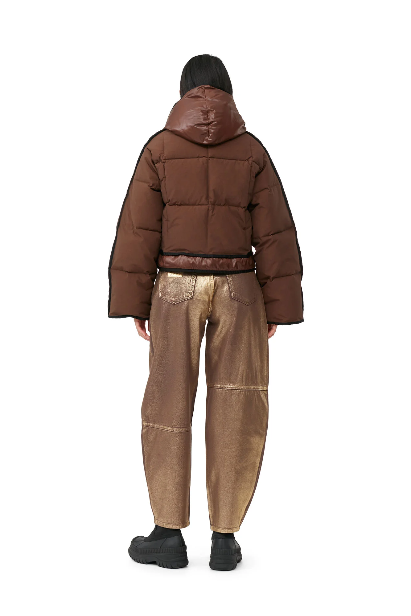 Short Hooded Puffer Jacket | Shaved Chocolate - Image 5