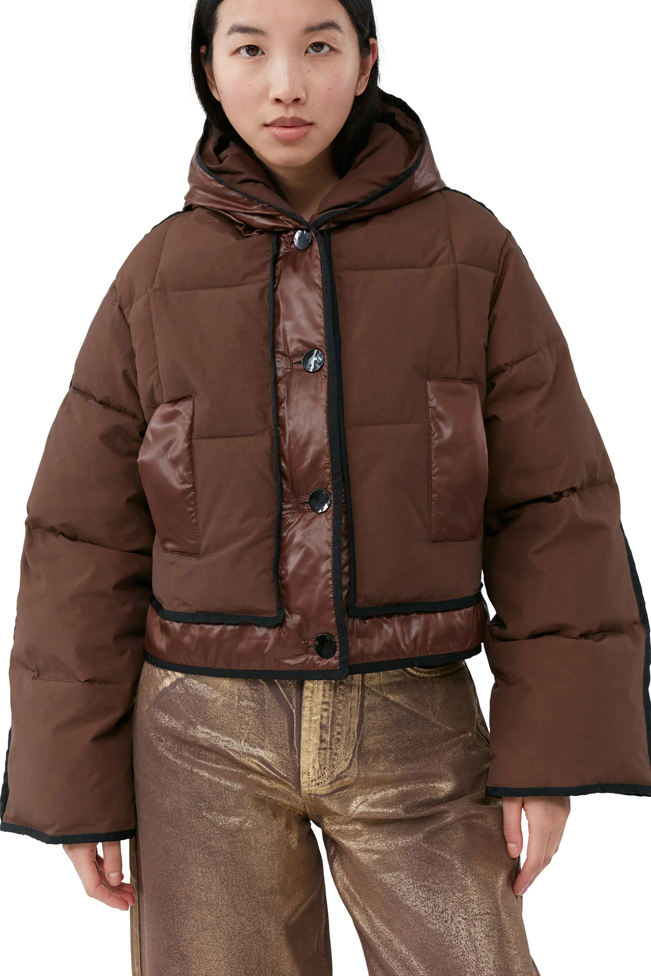 Short Hooded Puffer Jacket | Shaved Chocolate - Image 6