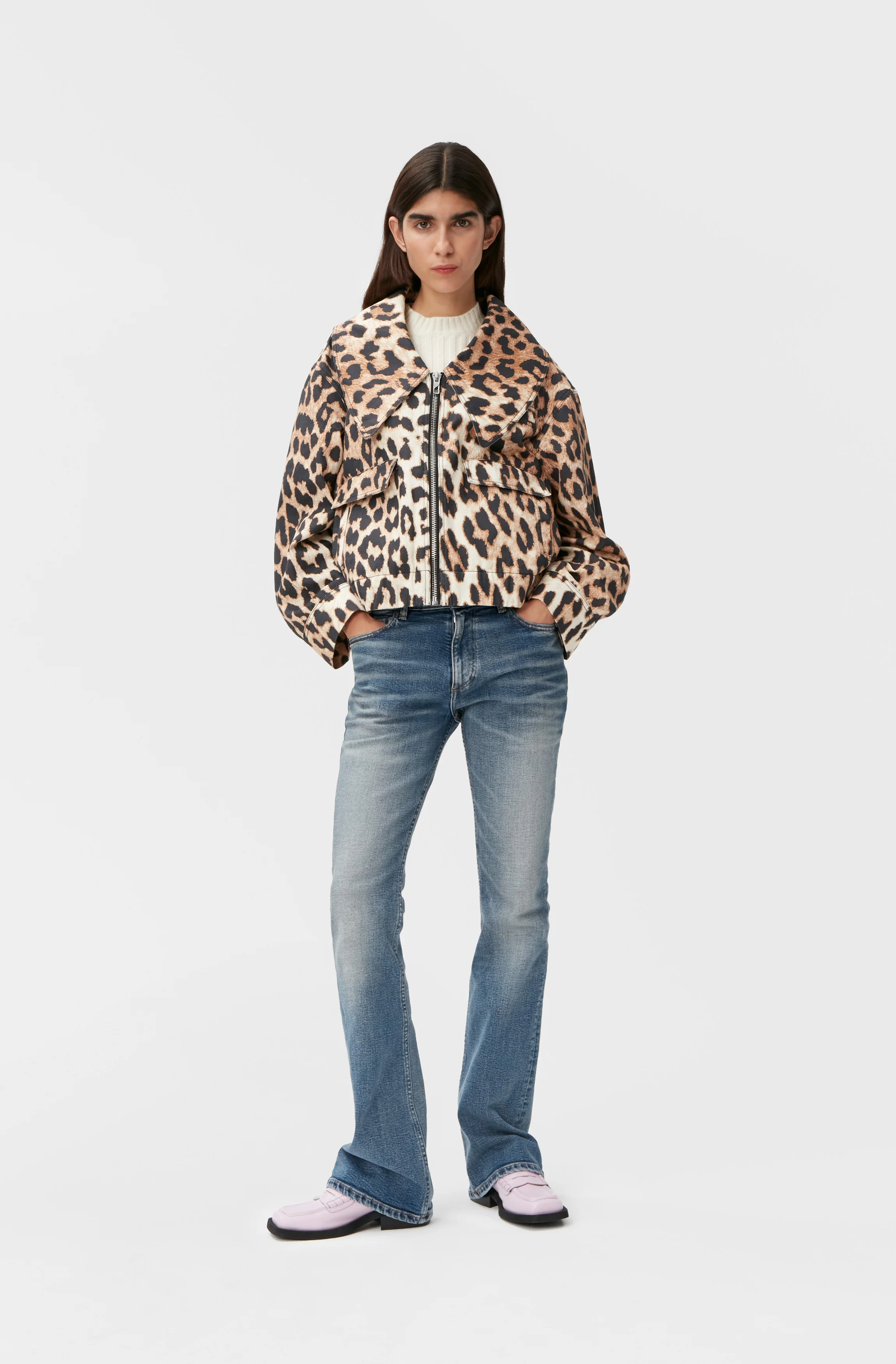 Short Leopard Jacket | Big Leopard Almond Milk - Image 4