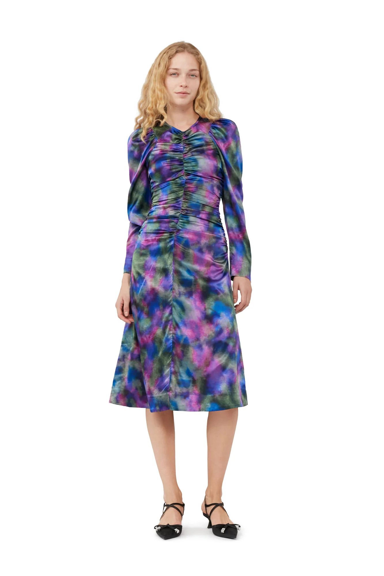 Silk Satin O-Neck Midi Dress | Simply Purple - Image 3
