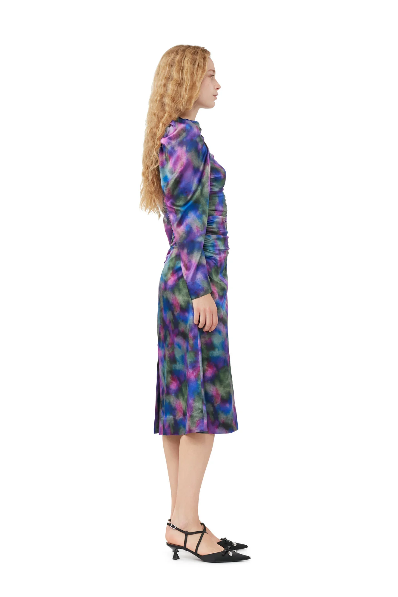 Silk Satin O-Neck Midi Dress | Simply Purple - Image 4