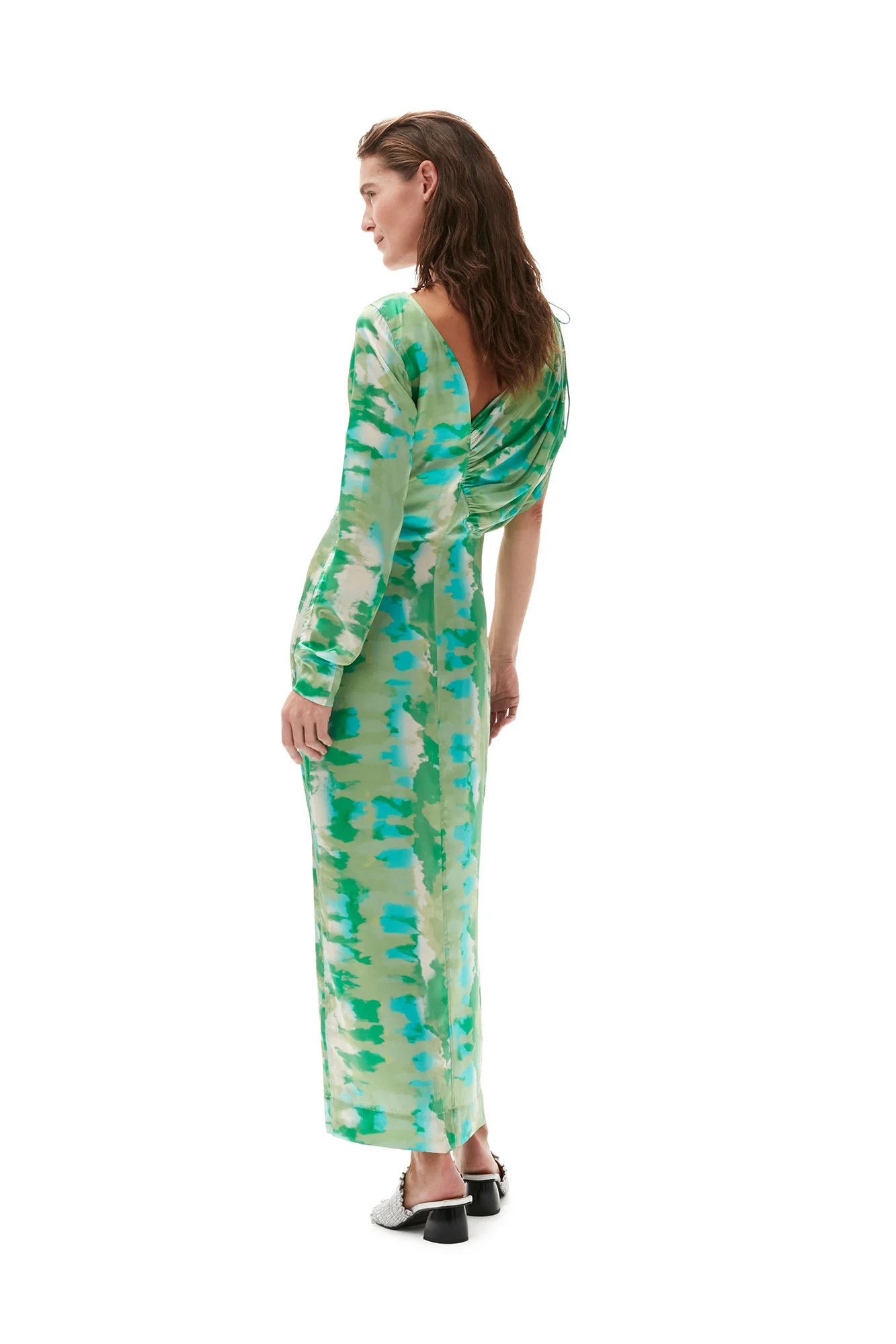 Silk Stretch Satin Maxi Dress | Lily Green - Image 4
