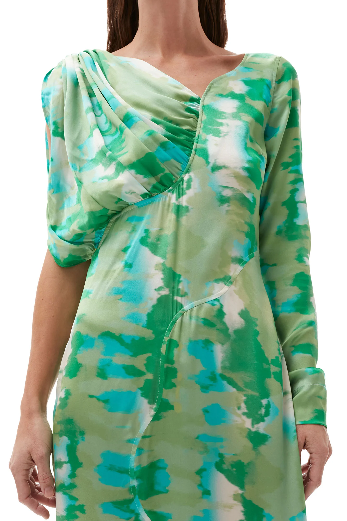 Silk Stretch Satin Maxi Dress | Lily Green - Image 6