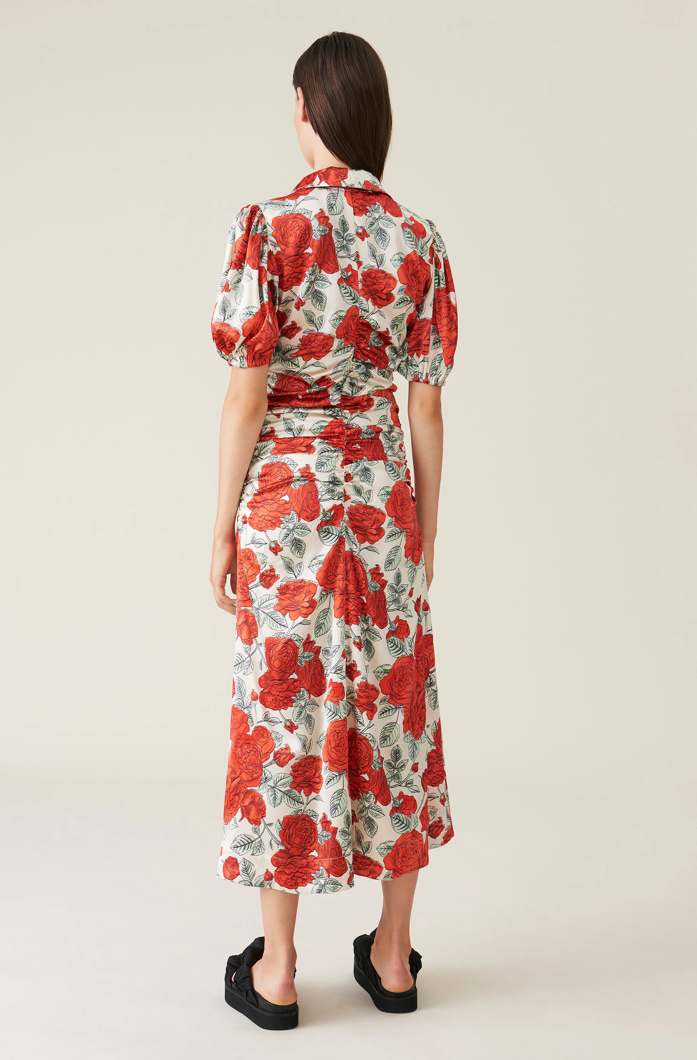 Silk Stretch Satin Midi Dress | Brazilian Sand - Image 3