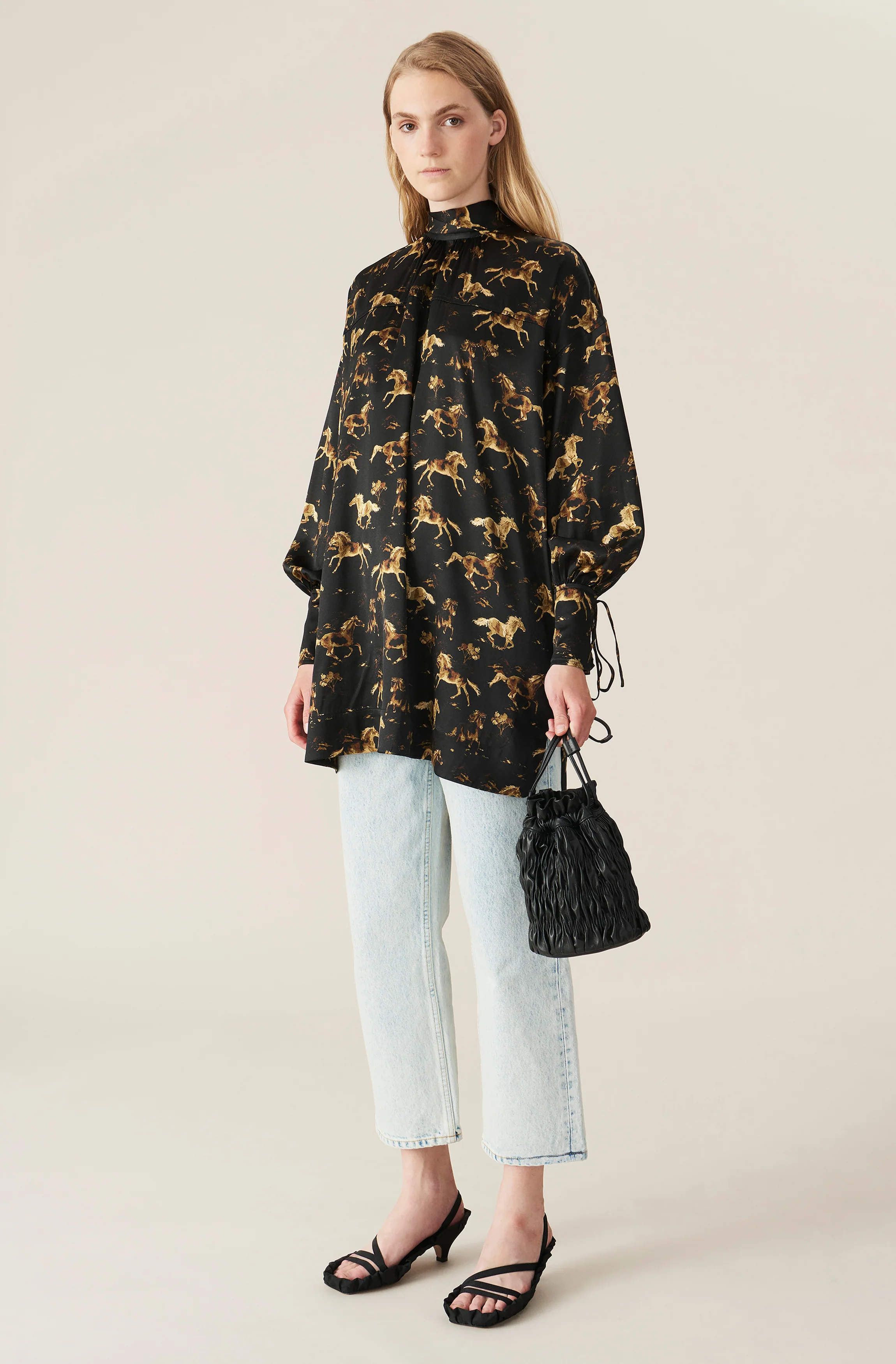 Silk Stretch Satin Tunic | Black - Image 2