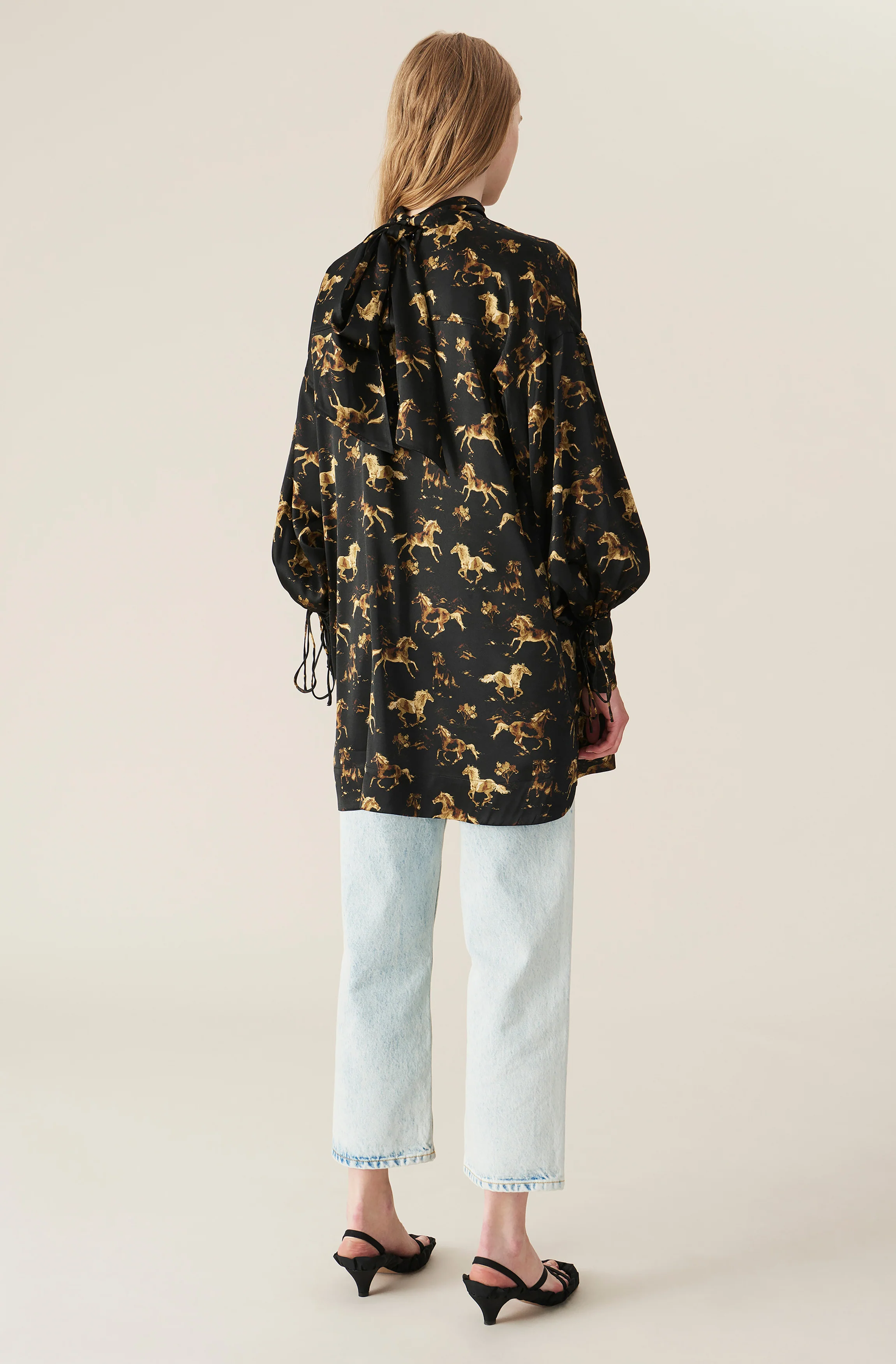 Silk Stretch Satin Tunic | Black - Image 3