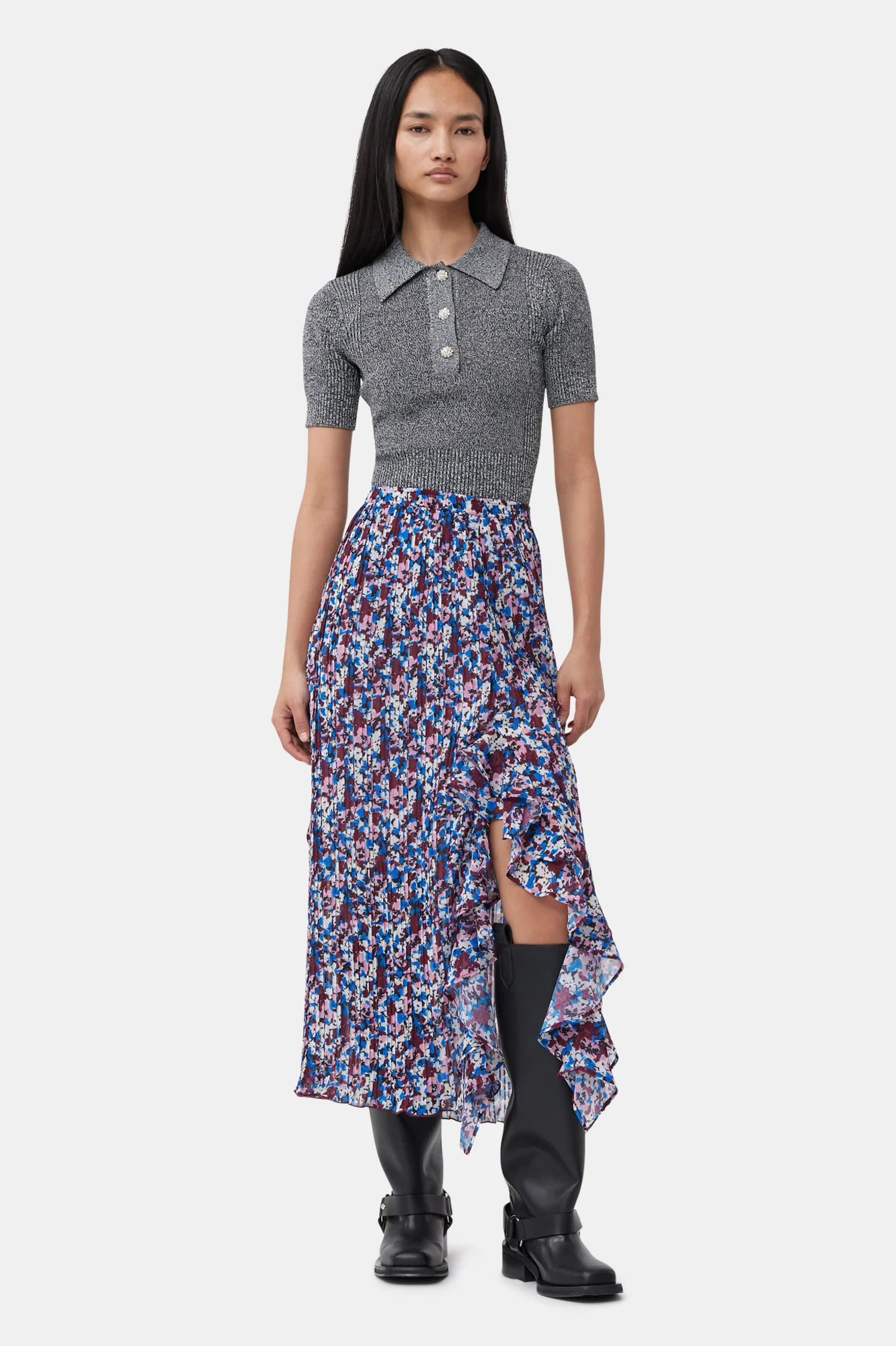 Skirt in Floral Georgette | Multicolor - Image 3