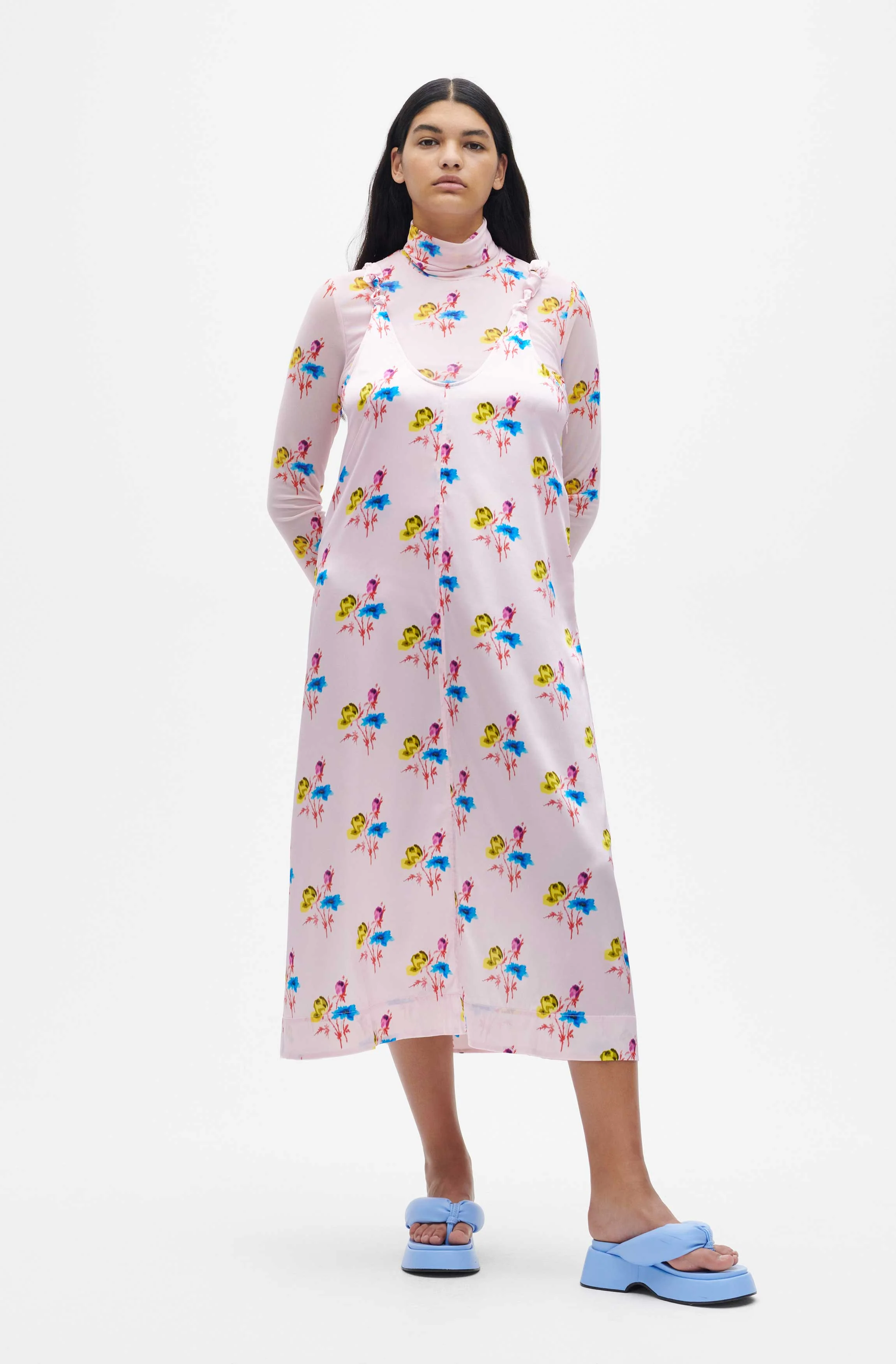Slip Midi Dress | Floral Light Lilac - Image 3