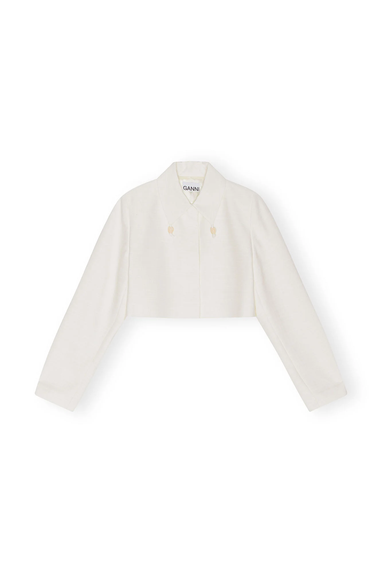 Slub Linen Cropped Blazer | Egret