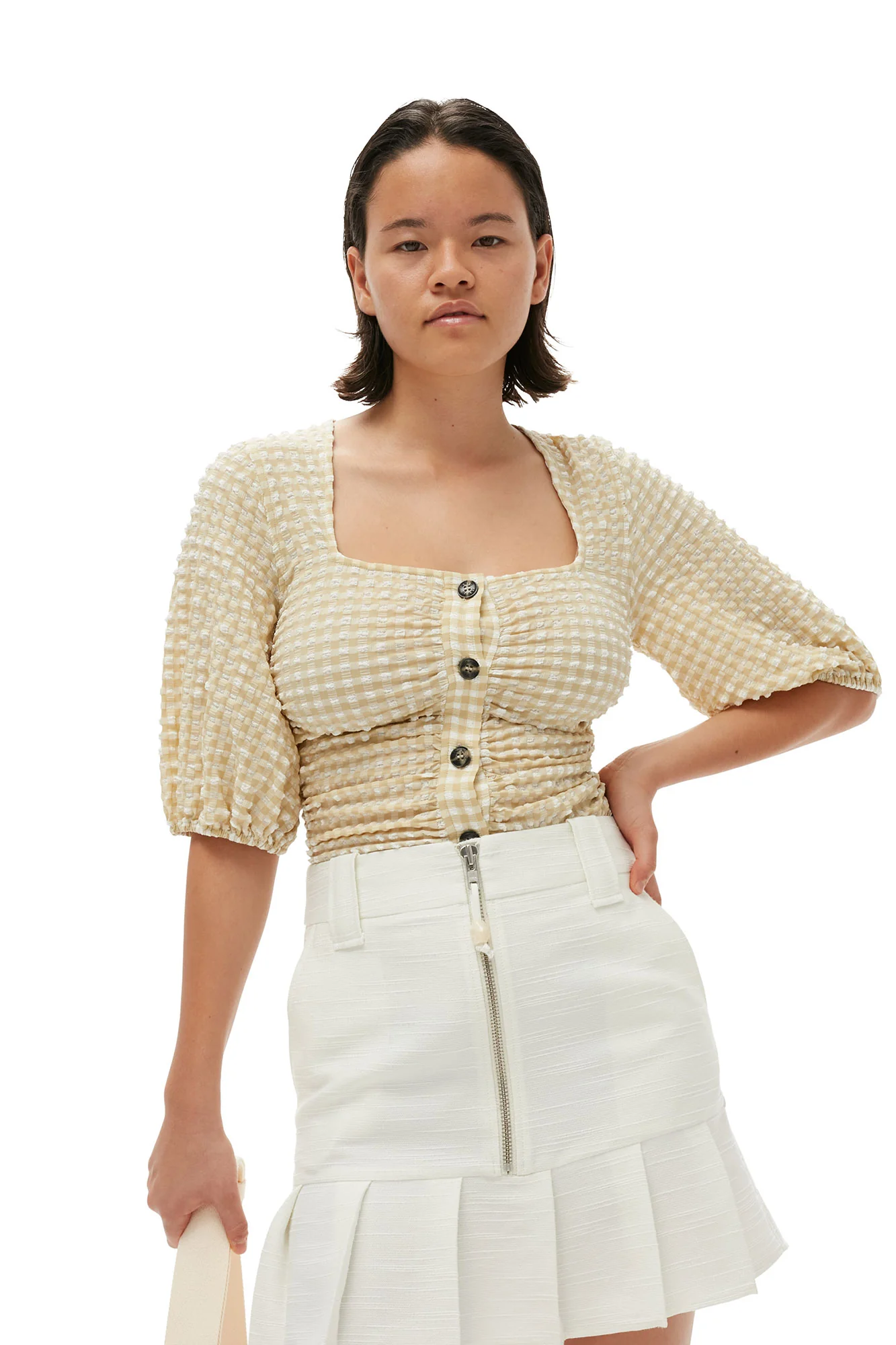Slub Linen Mini Skirt | Egret - Image 10