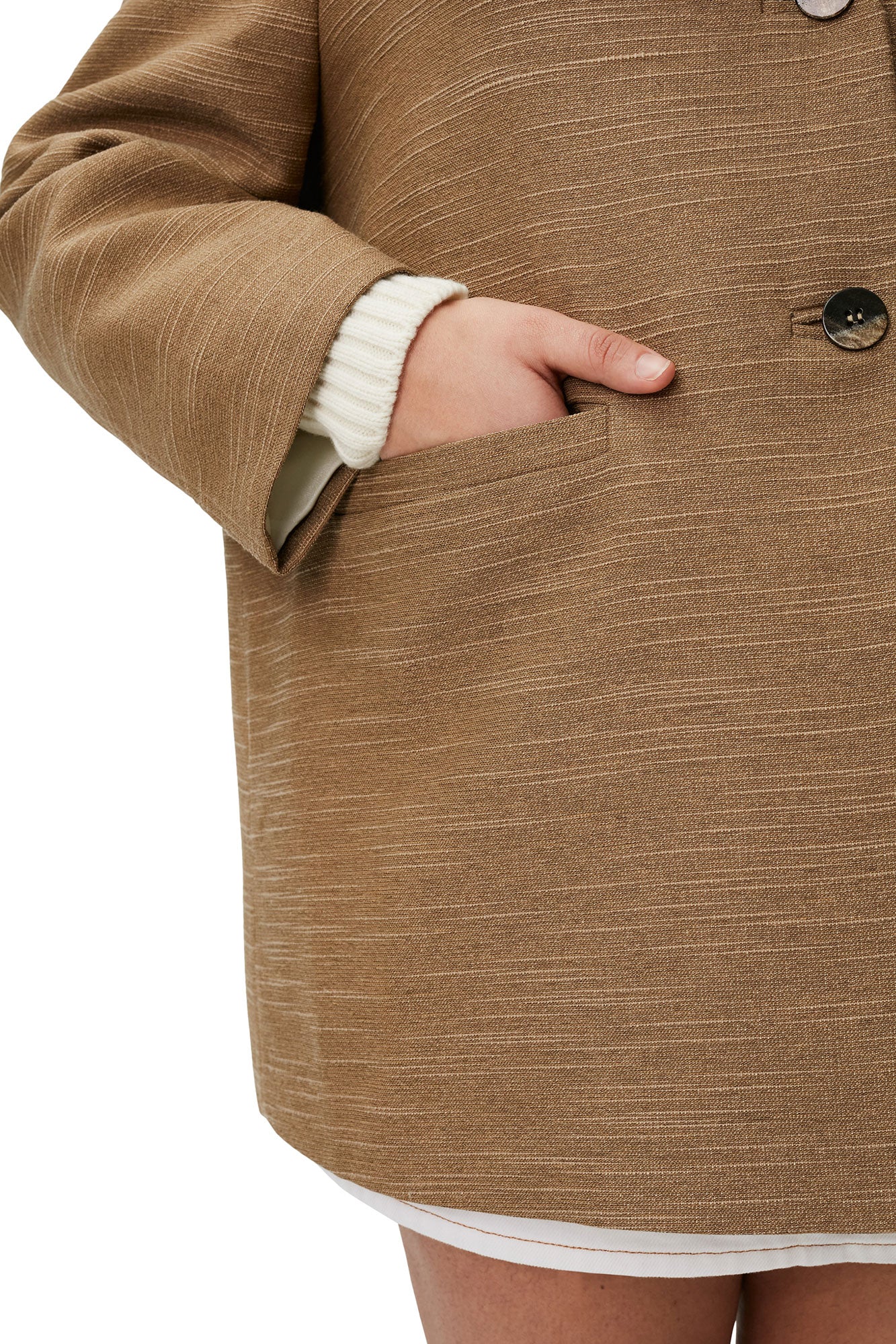 Slub Linen Oversized Blazer | Petrified Oak - Image 10