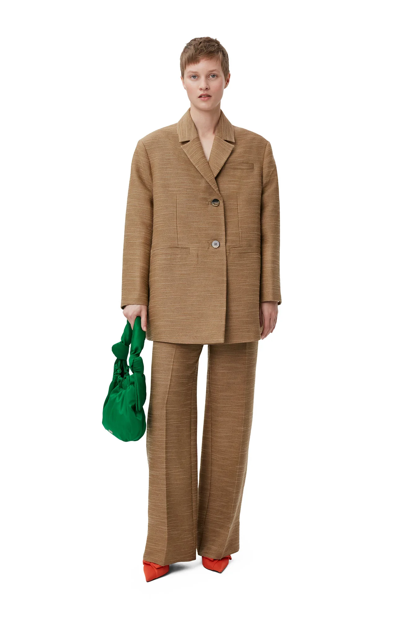 Slub Linen Oversized Blazer | Petrified Oak - Image 3