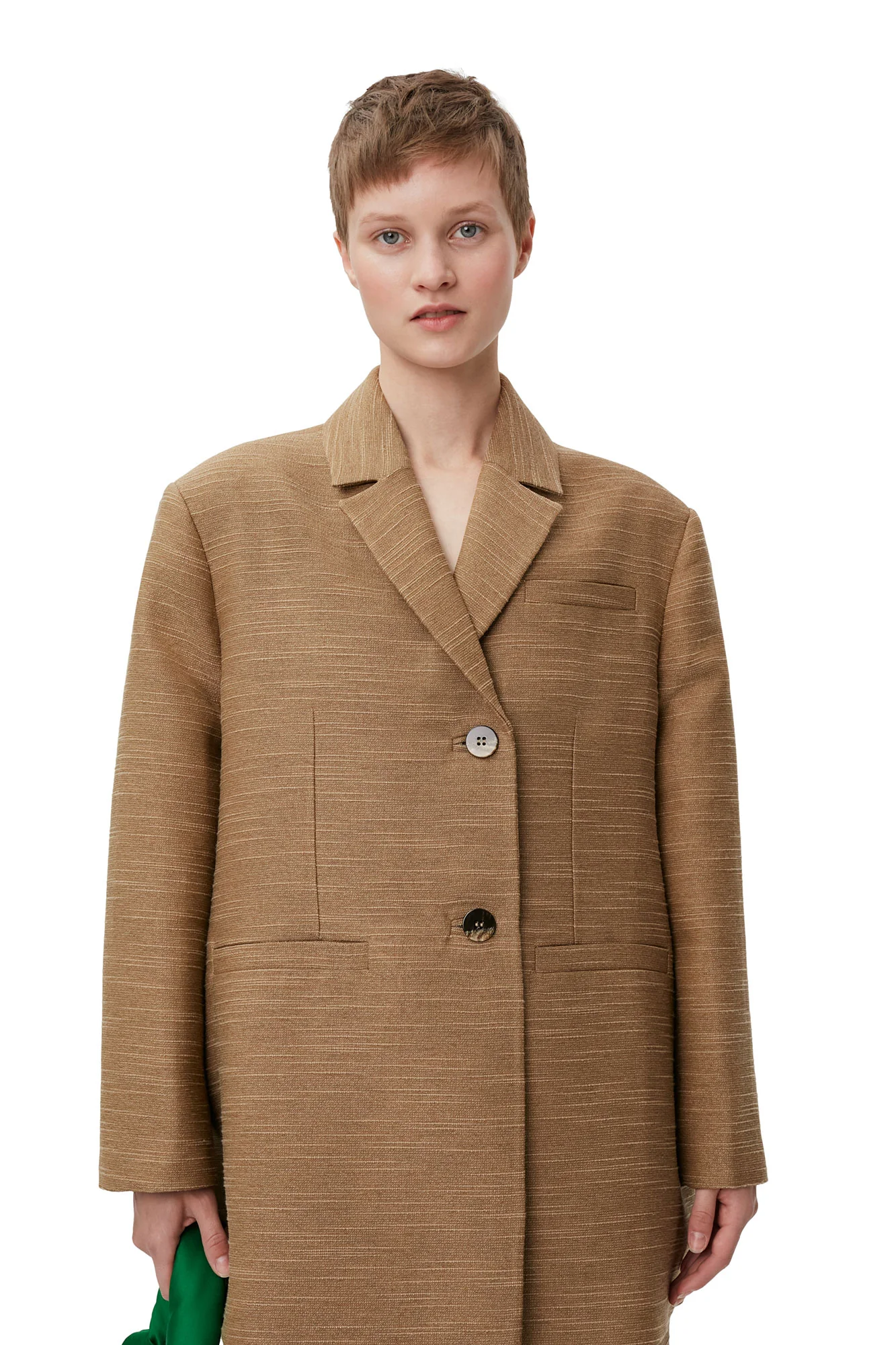 Slub Linen Oversized Blazer | Petrified Oak - Image 5