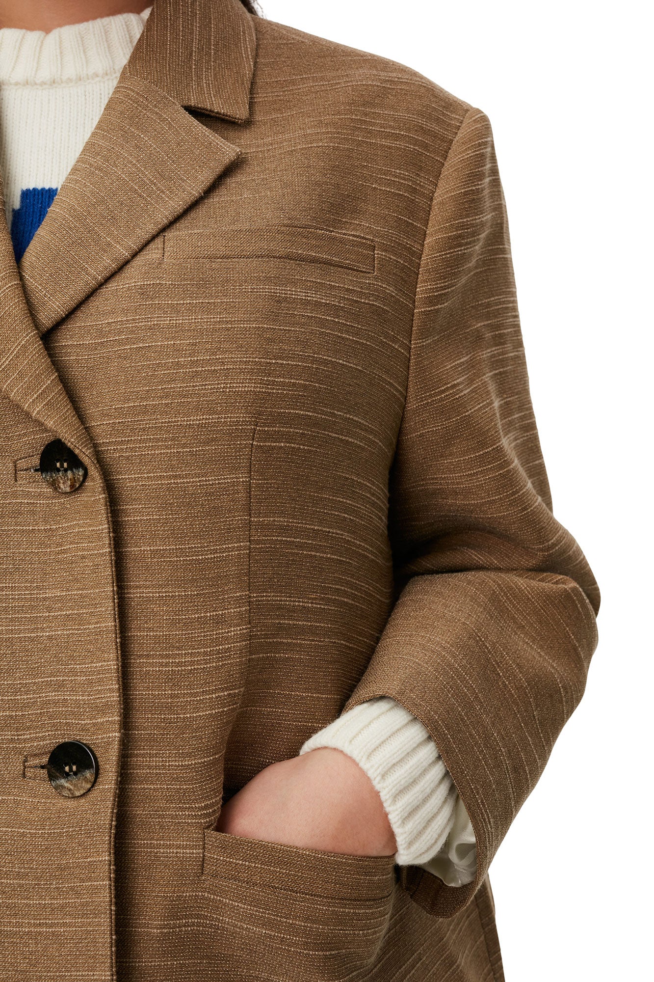 Slub Linen Oversized Blazer | Petrified Oak - Image 9