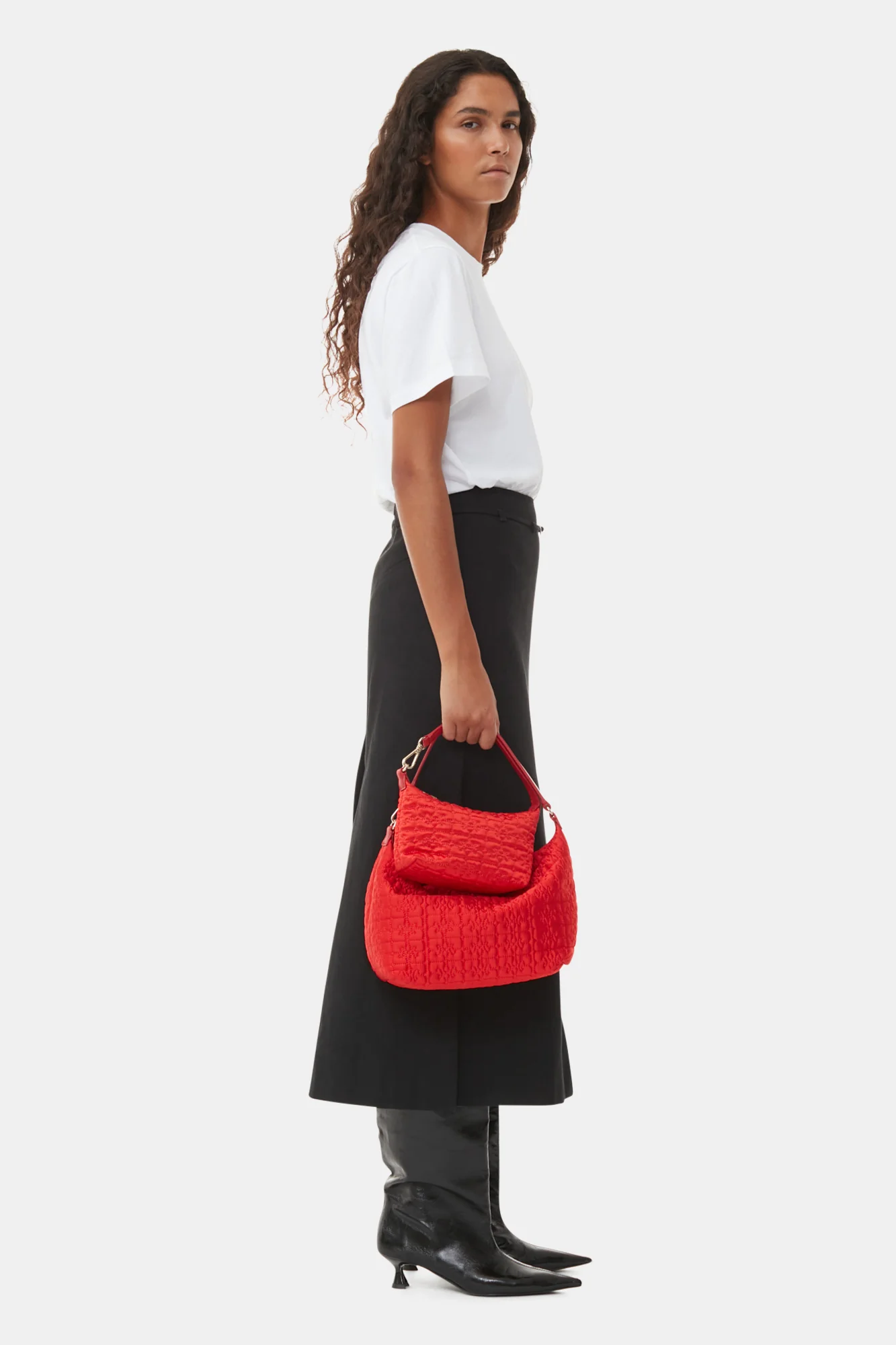 Small Butterfly Pouch Satin Bag | Fiery Red - Image 5