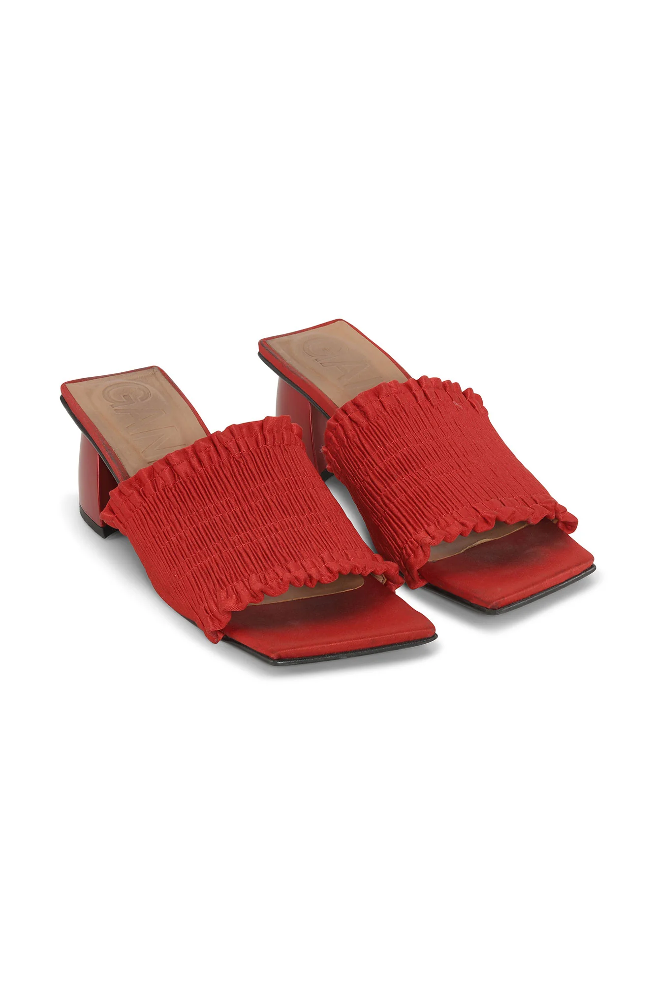 Smock Kitten Heel Mules | Racing Red - Image 3