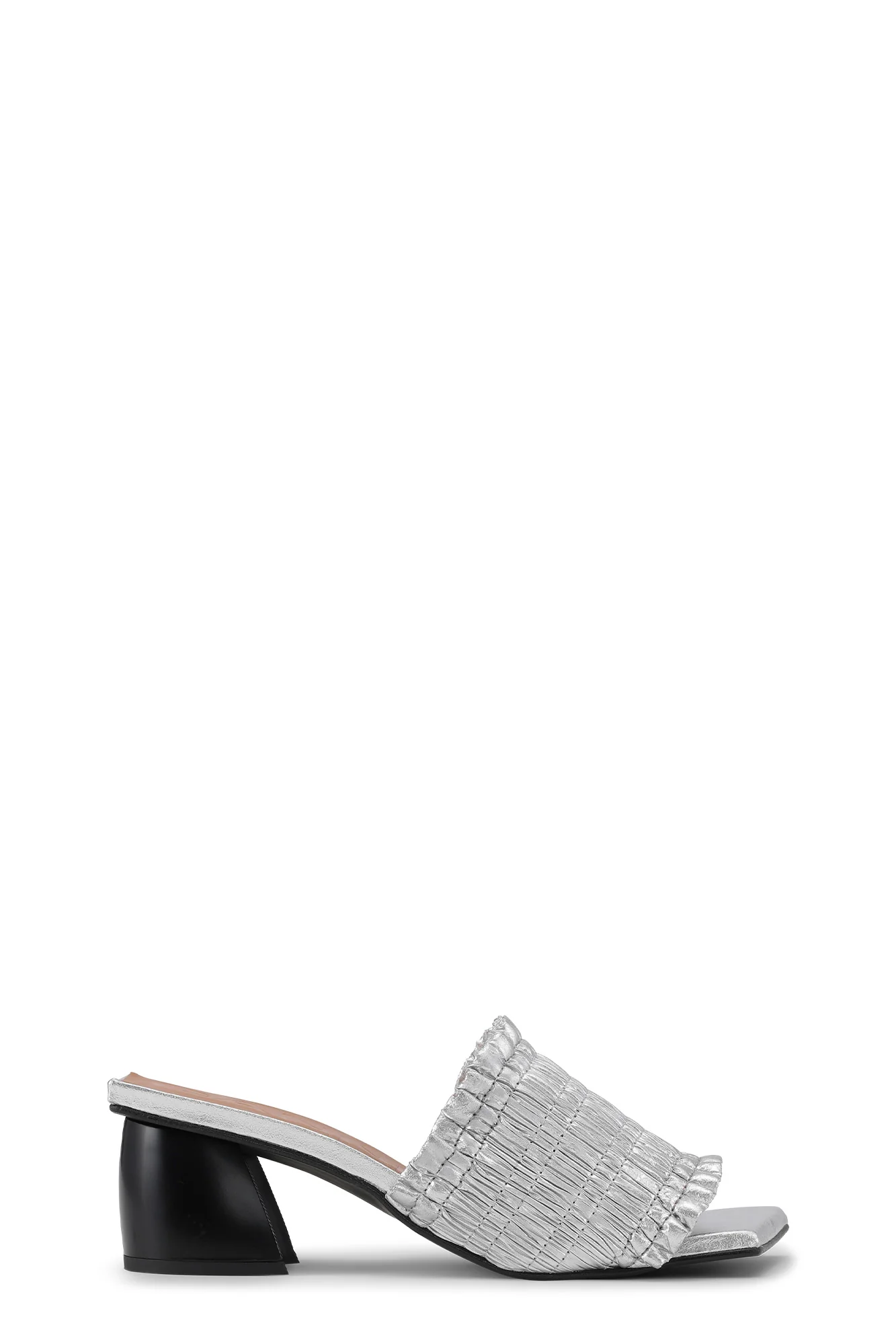 Smock Kitten Heel Mules | Silver