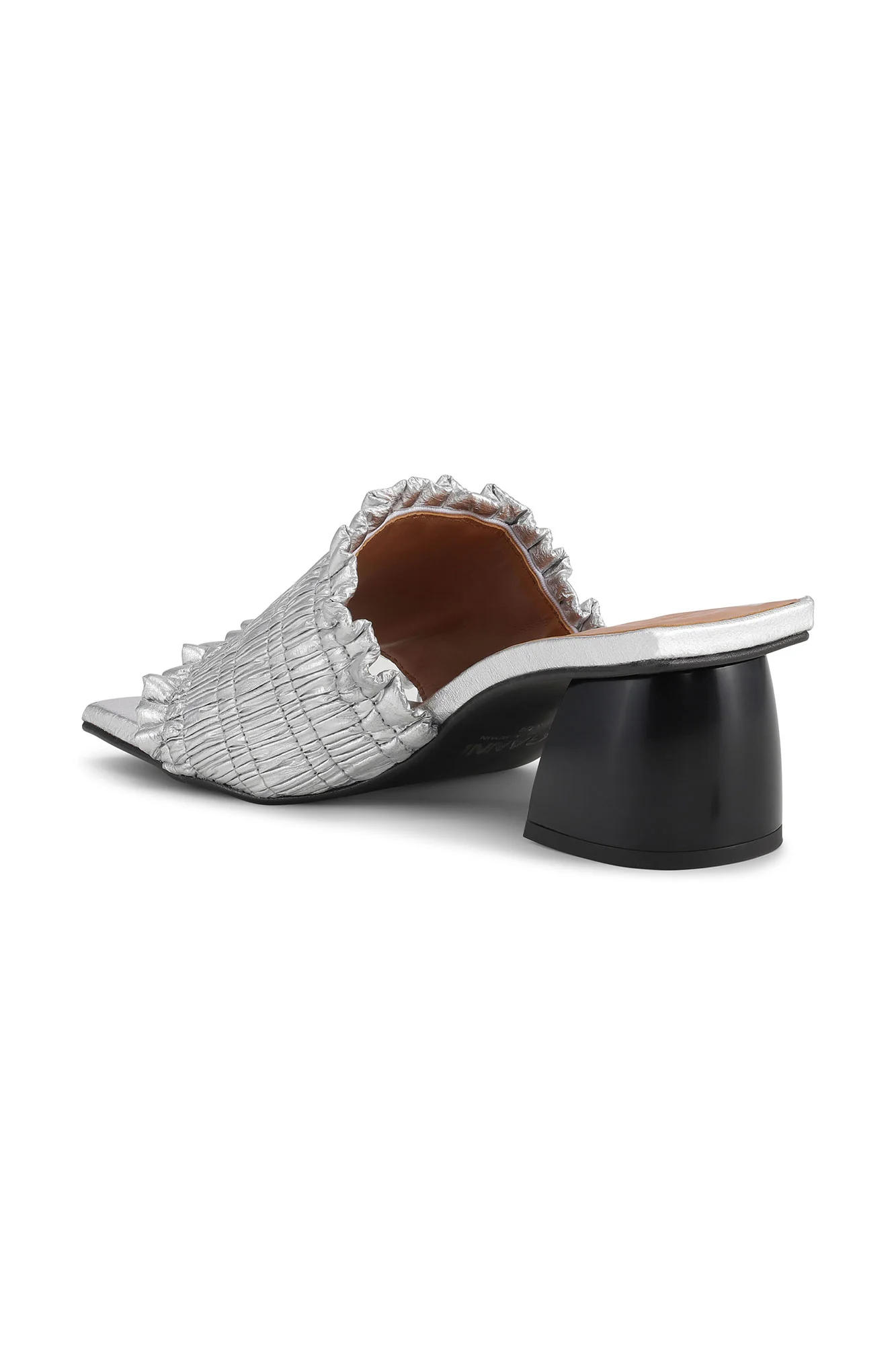 Smock Kitten Heel Mules | Silver - Image 2