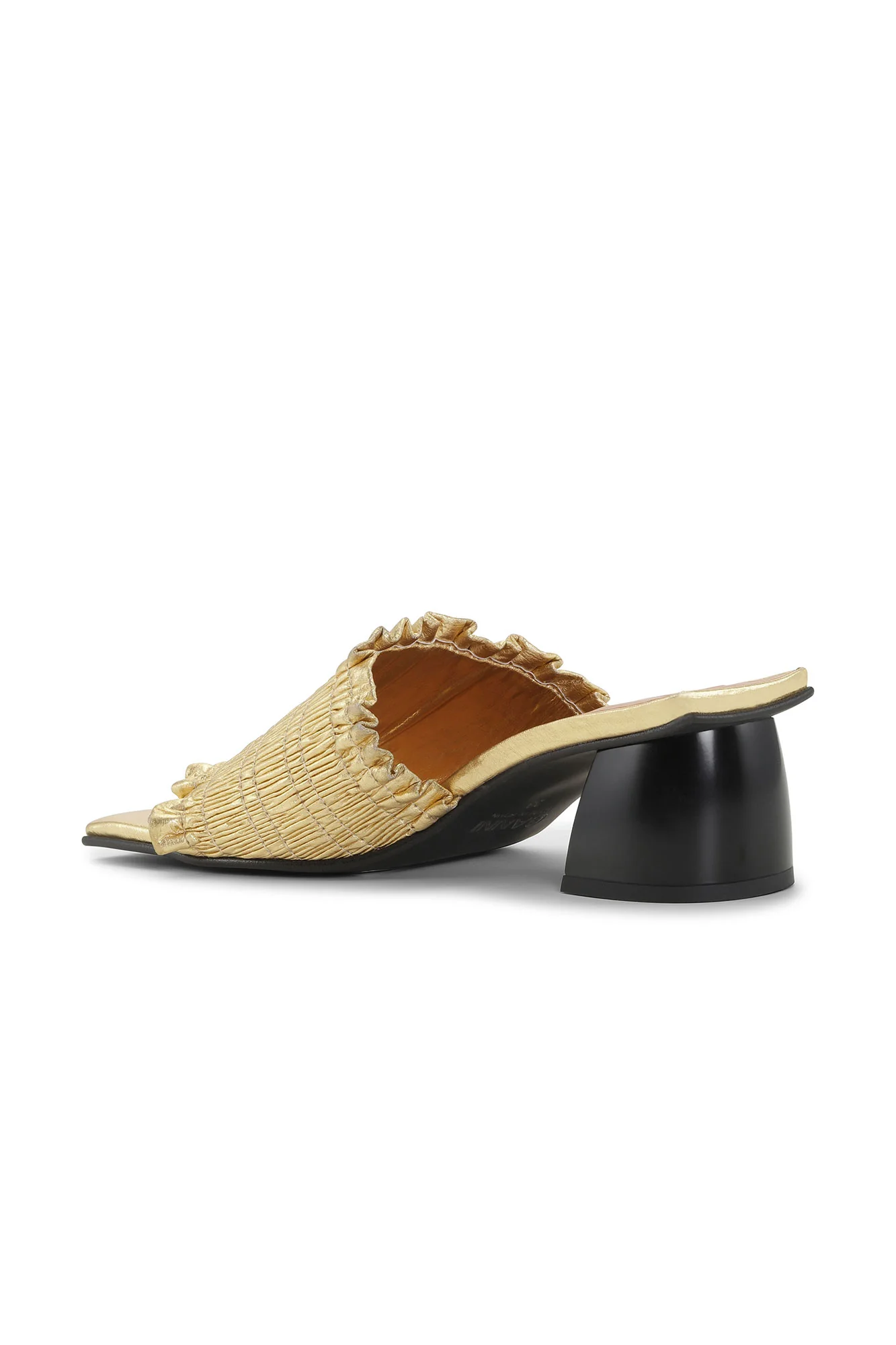 Smock Mid Heel Mules | Gold - Image 2