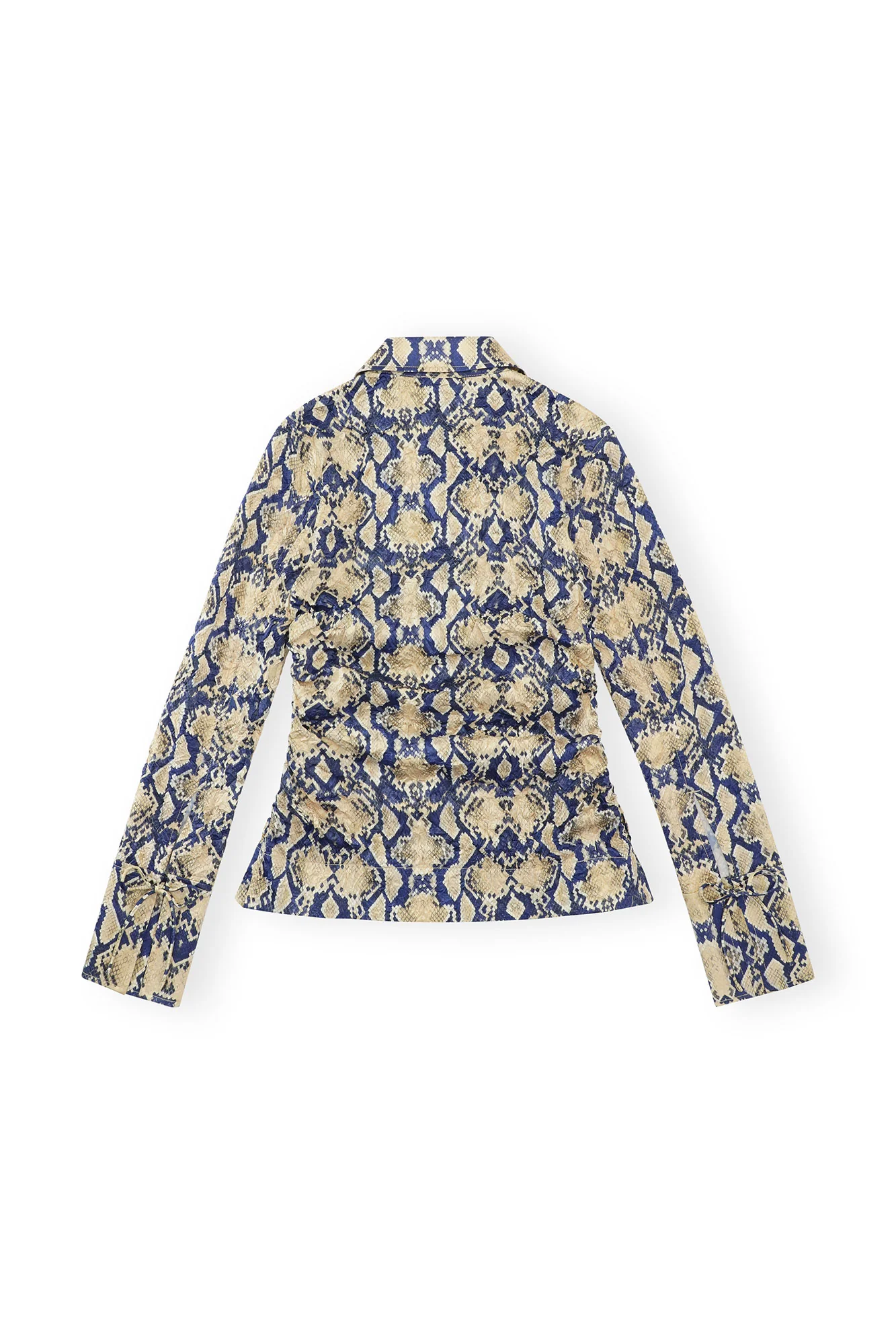 Snake Printed Crinkled Satin Fitted Shirt | Safari - Image 2