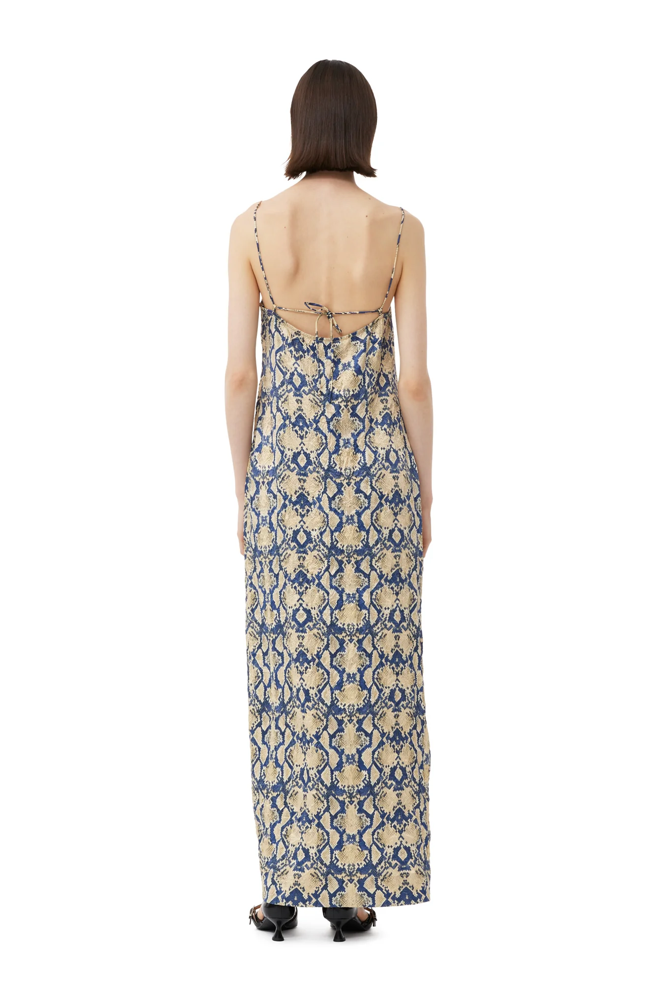 Snake Printed Crinkled Satin Midi Slip Dress | Safari - Image 4