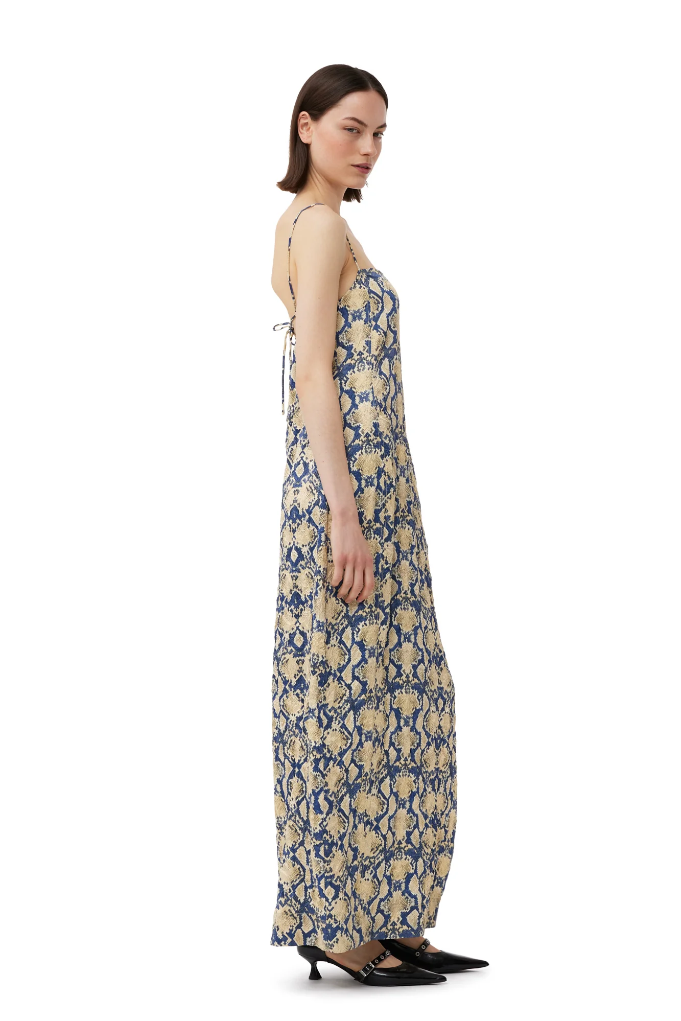 Snake Printed Crinkled Satin Midi Slip Dress | Safari - Image 5