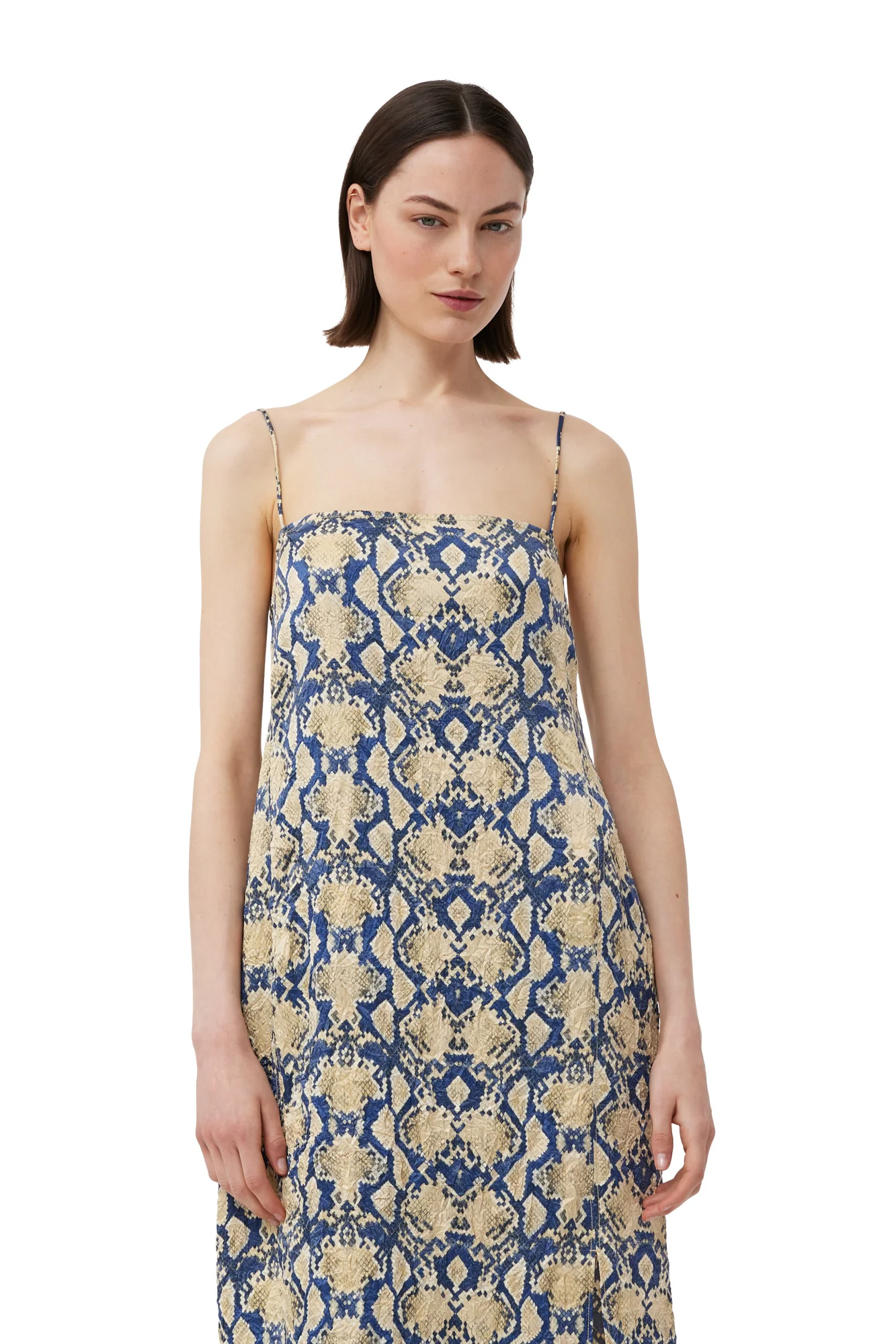Snake Printed Crinkled Satin Midi Slip Dress | Safari - Image 6