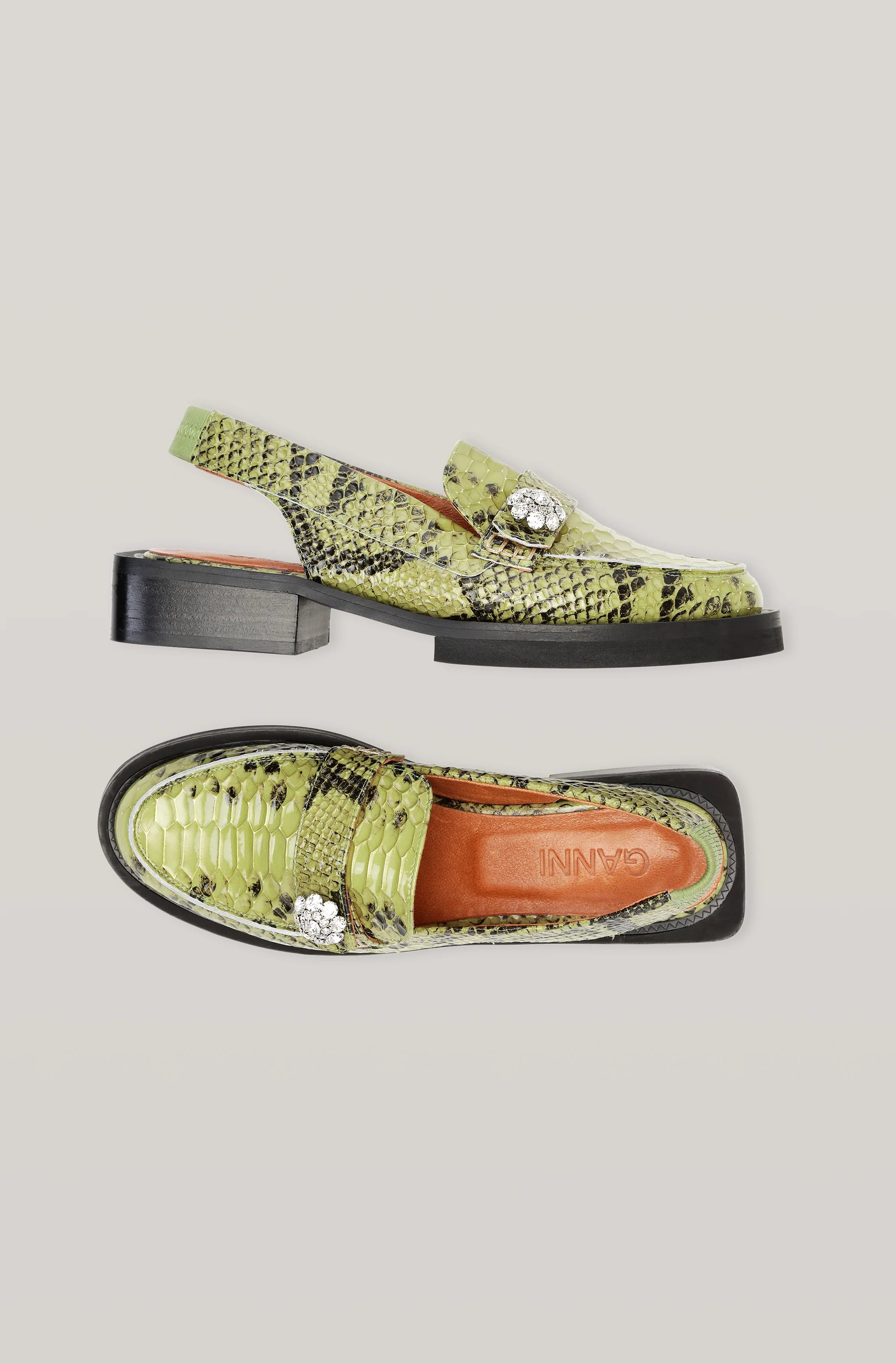 Snake Slingback Moccasin | Olive Drab - Image 2
