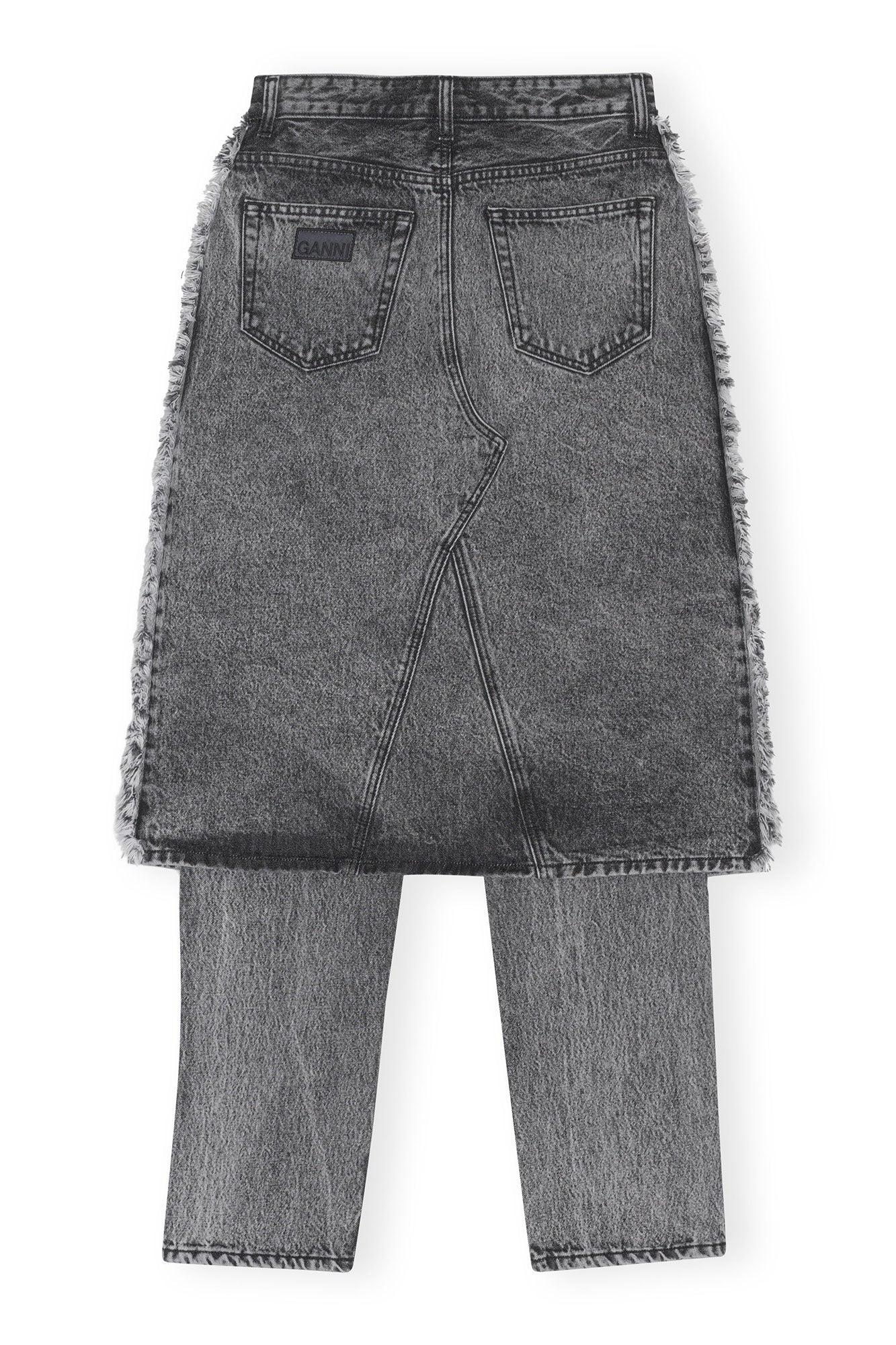 Snow Washed Denim Skirt Jeans | Black Washed - Image 2