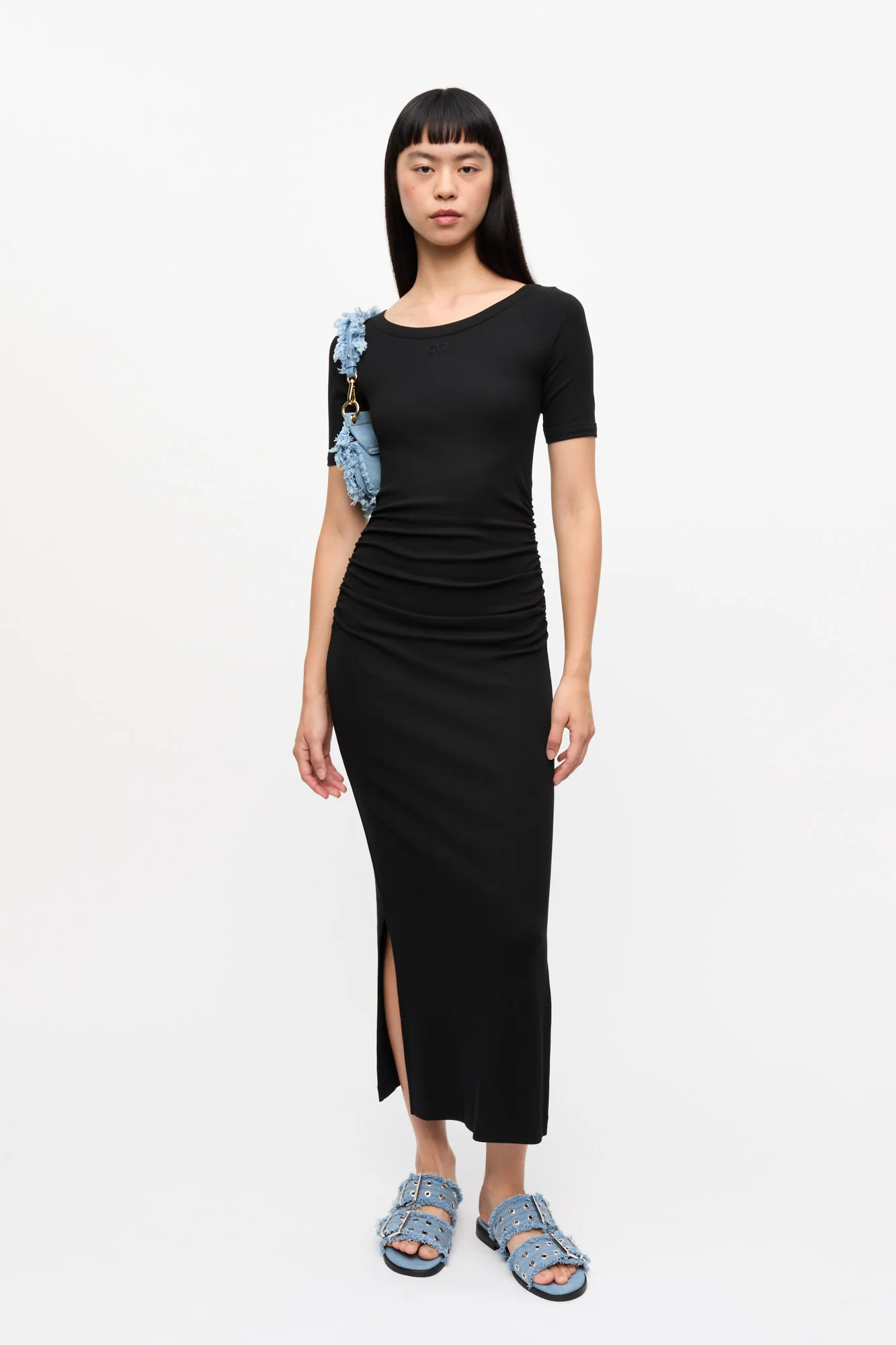 Soft Cotton Rib Dress | Black - Image 3
