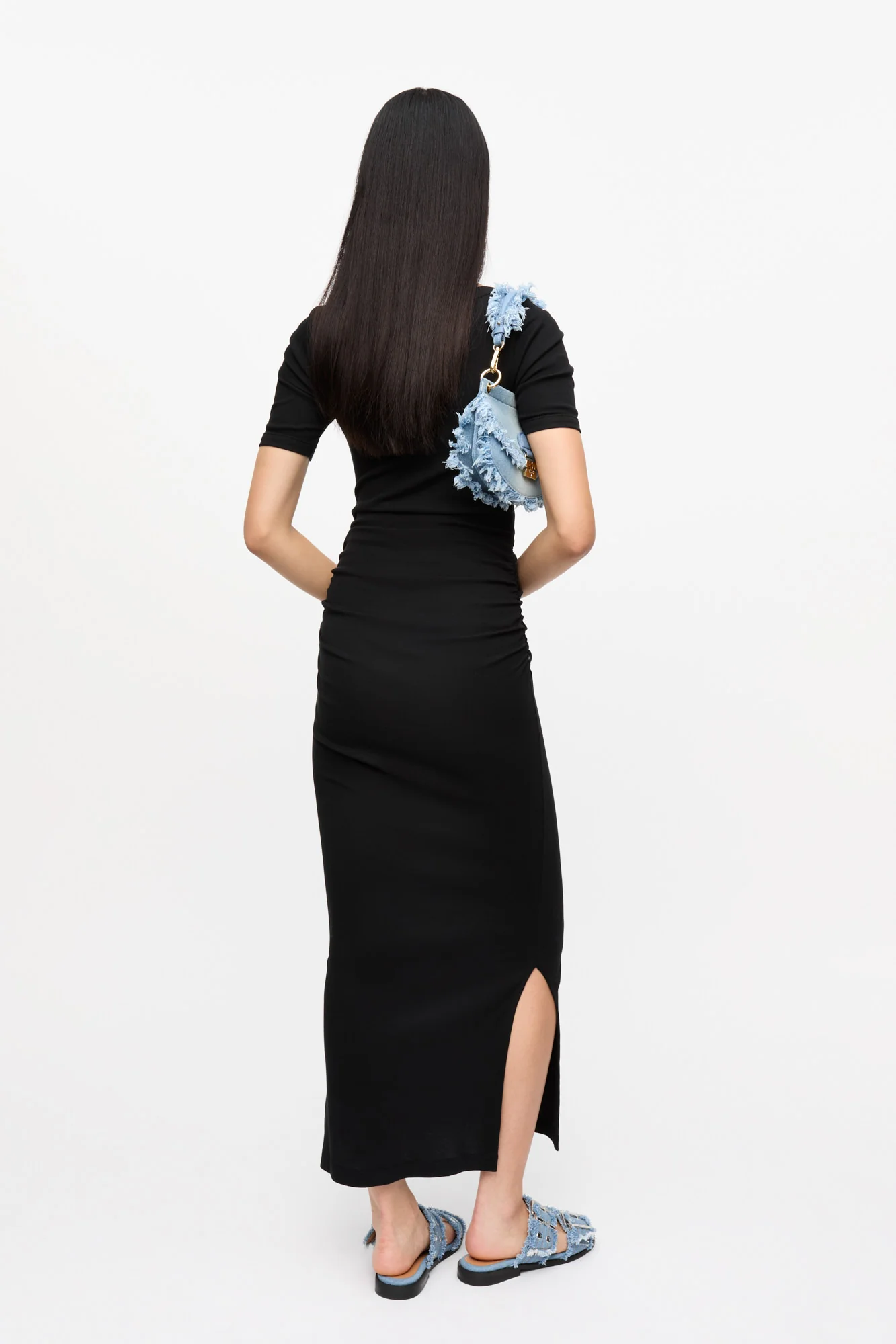 Soft Cotton Rib Dress | Black - Image 4
