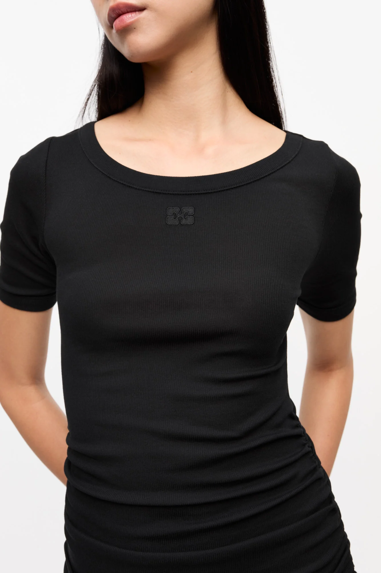 Soft Cotton Rib Dress | Black - Image 5
