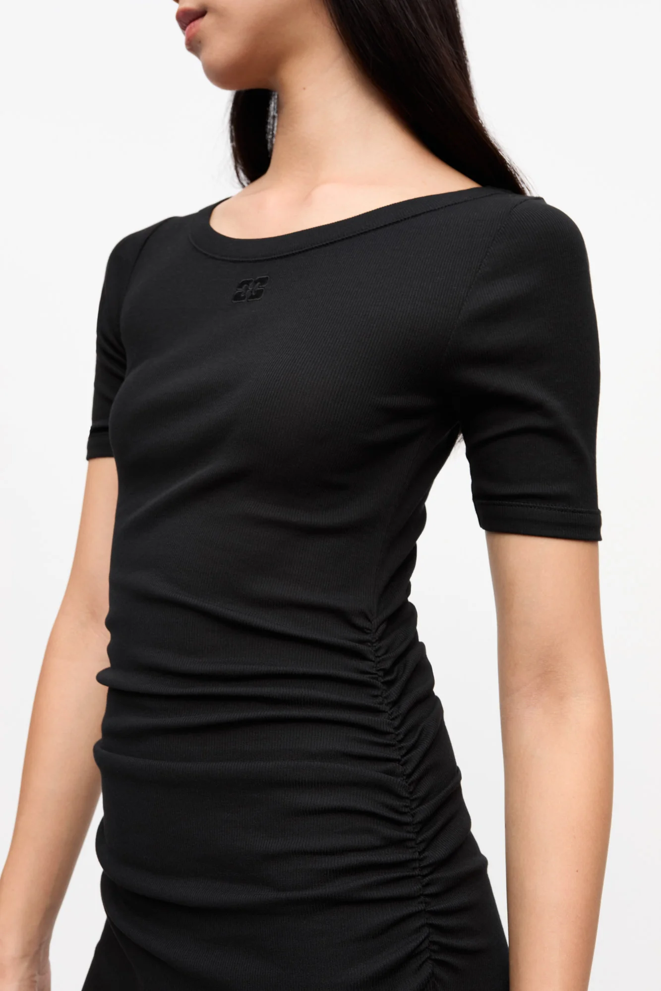 Soft Cotton Rib Dress | Black - Image 6