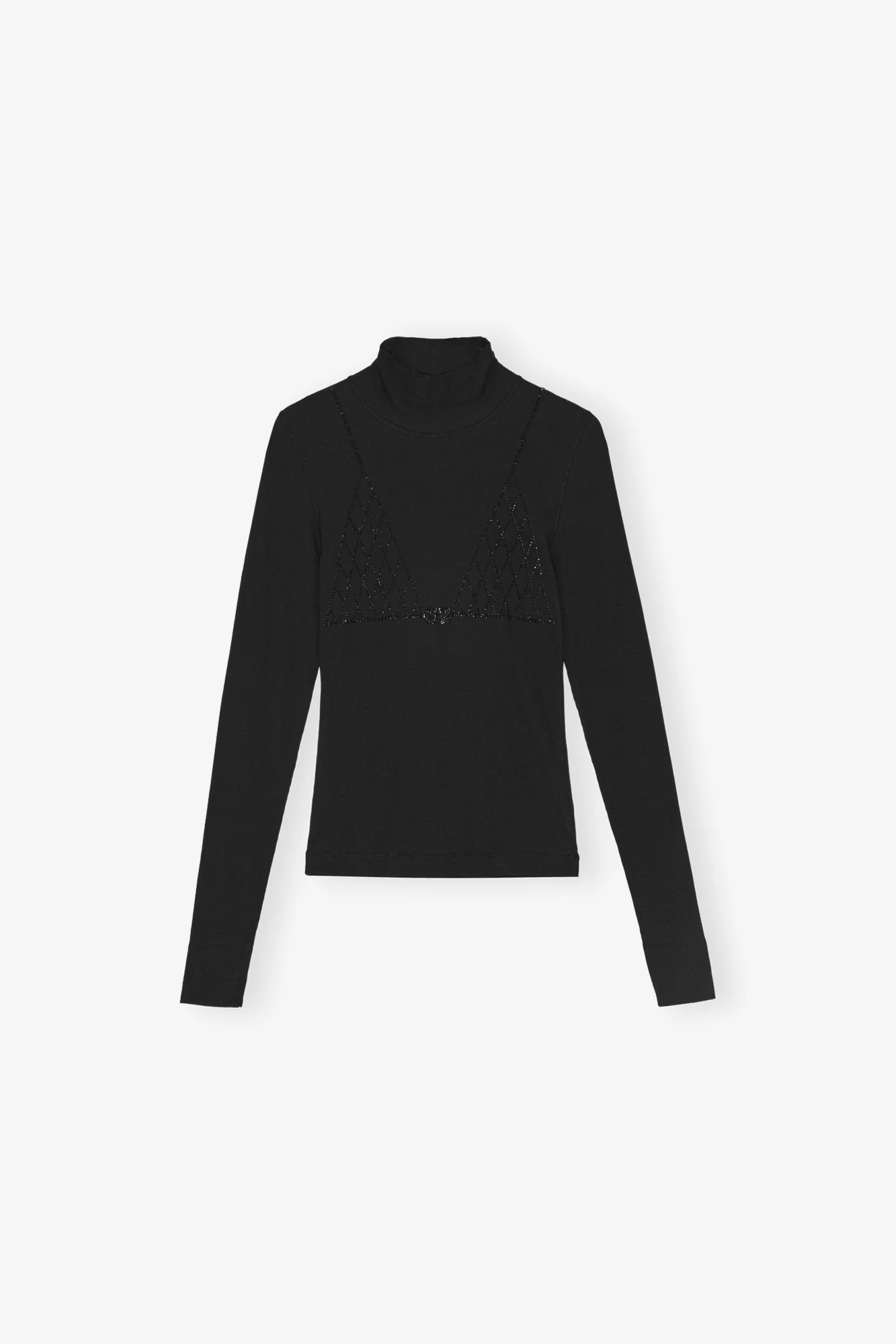 Soft Cotton Rib Rhinestone Top | Black