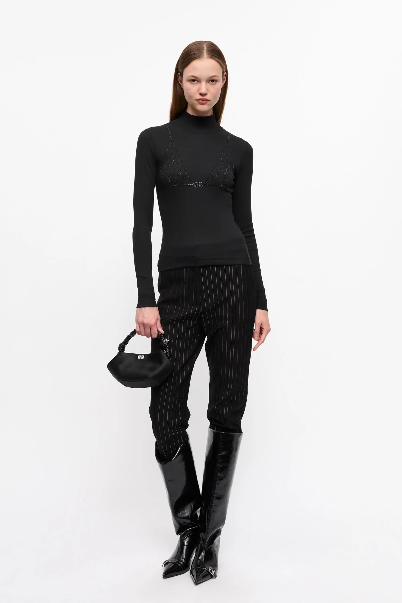 Soft Cotton Rib Rhinestone Top | Black - Image 5
