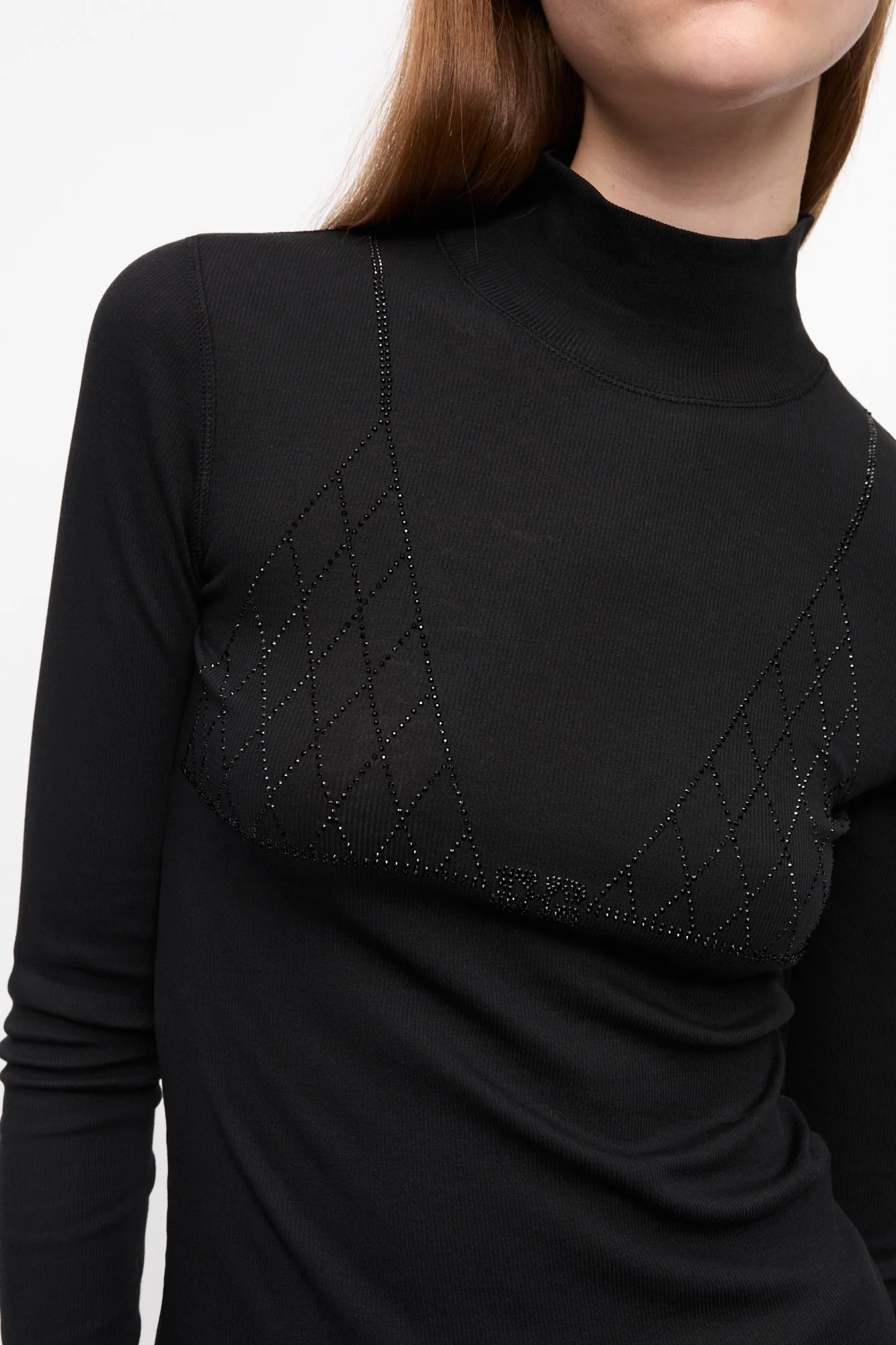 Soft Cotton Rib Rhinestone Top | Black - Image 6