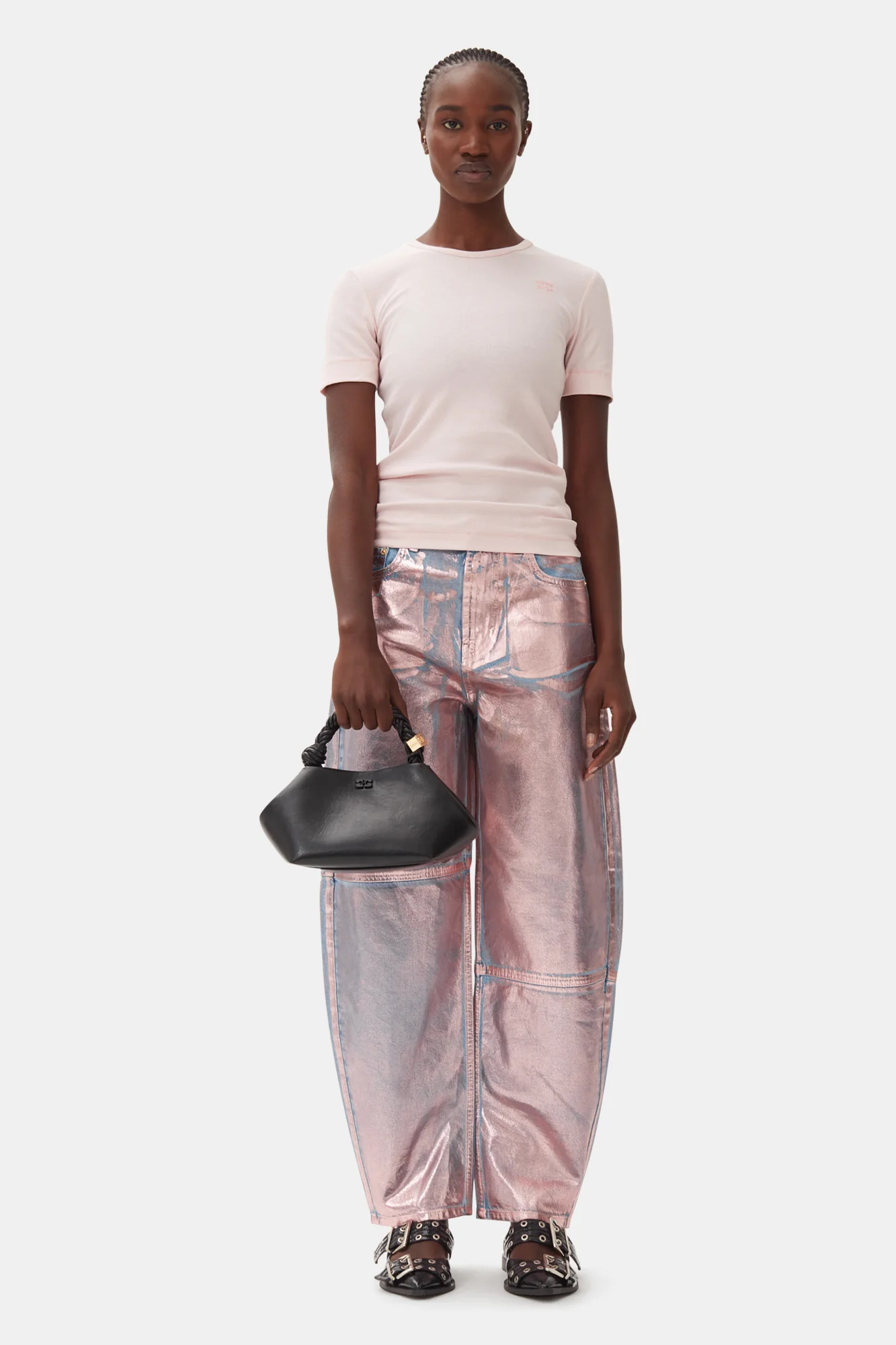 Soft Cotton Rib Short Sleeve T-Shirt | Chalk Pink - Image 3