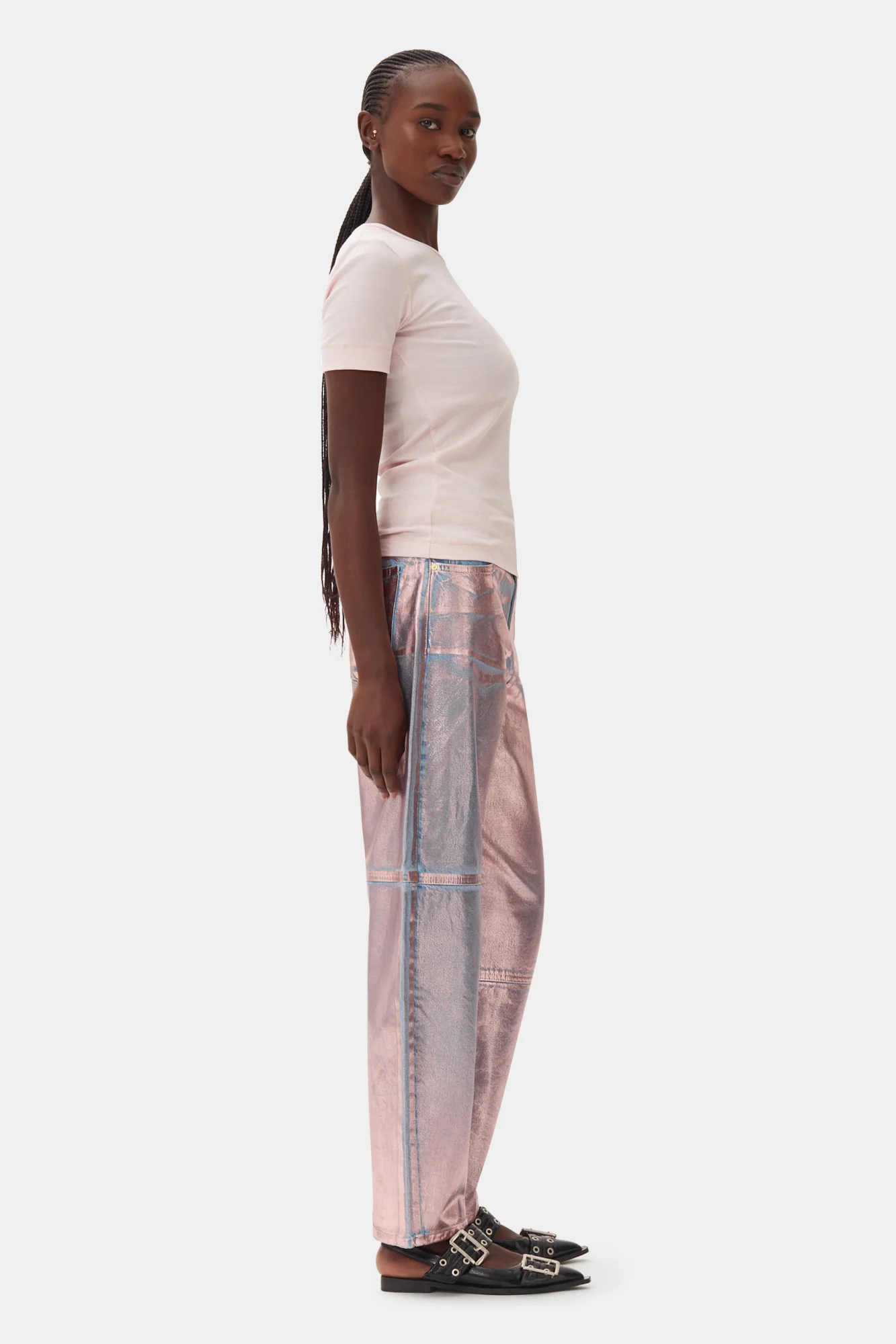 Soft Cotton Rib Short Sleeve T-Shirt | Chalk Pink - Image 4