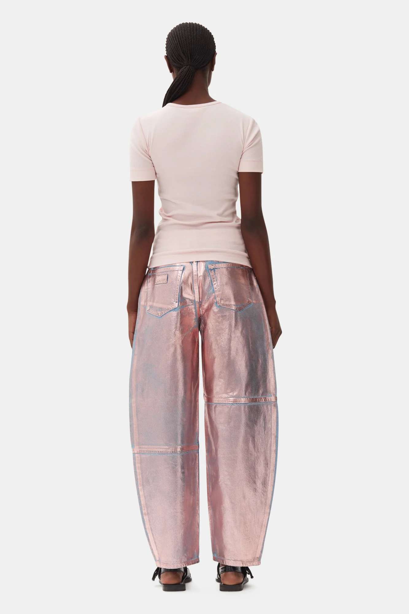 Soft Cotton Rib Short Sleeve T-Shirt | Chalk Pink - Image 5