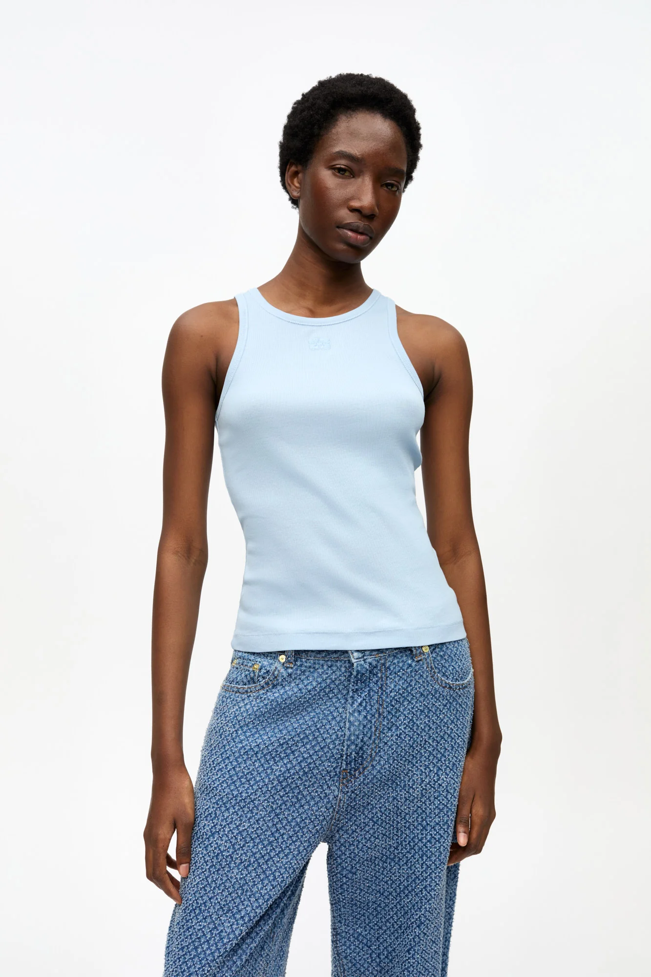 Soft Cotton Rib Tank Top | Soft Chambray - Image 3