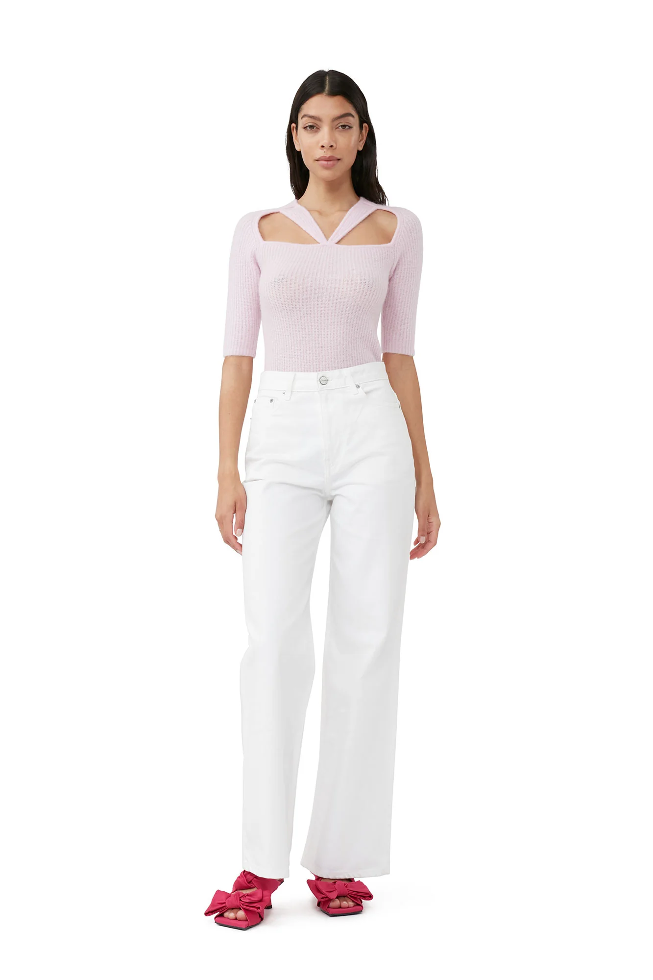 Soft Wool Cut Out Top | Pink Tulle - Image 3