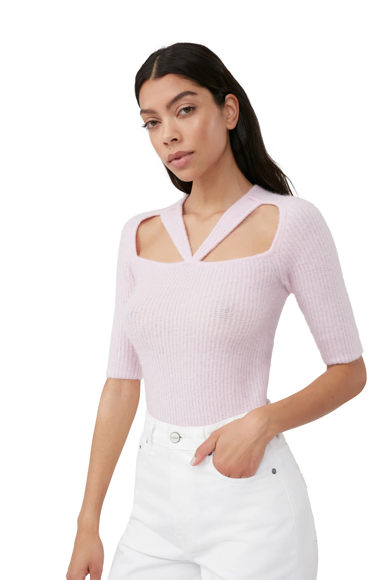 Soft Wool Cut Out Top | Pink Tulle - Image 6