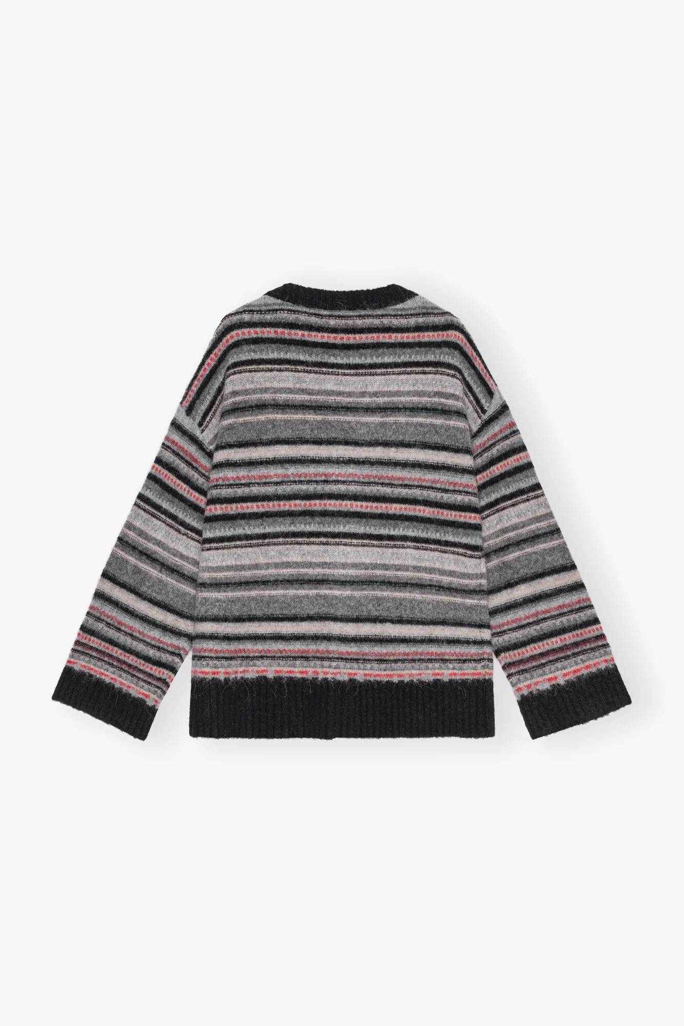 Soft Wool Stripe Boxy Cardigan | Phantom - Image 2