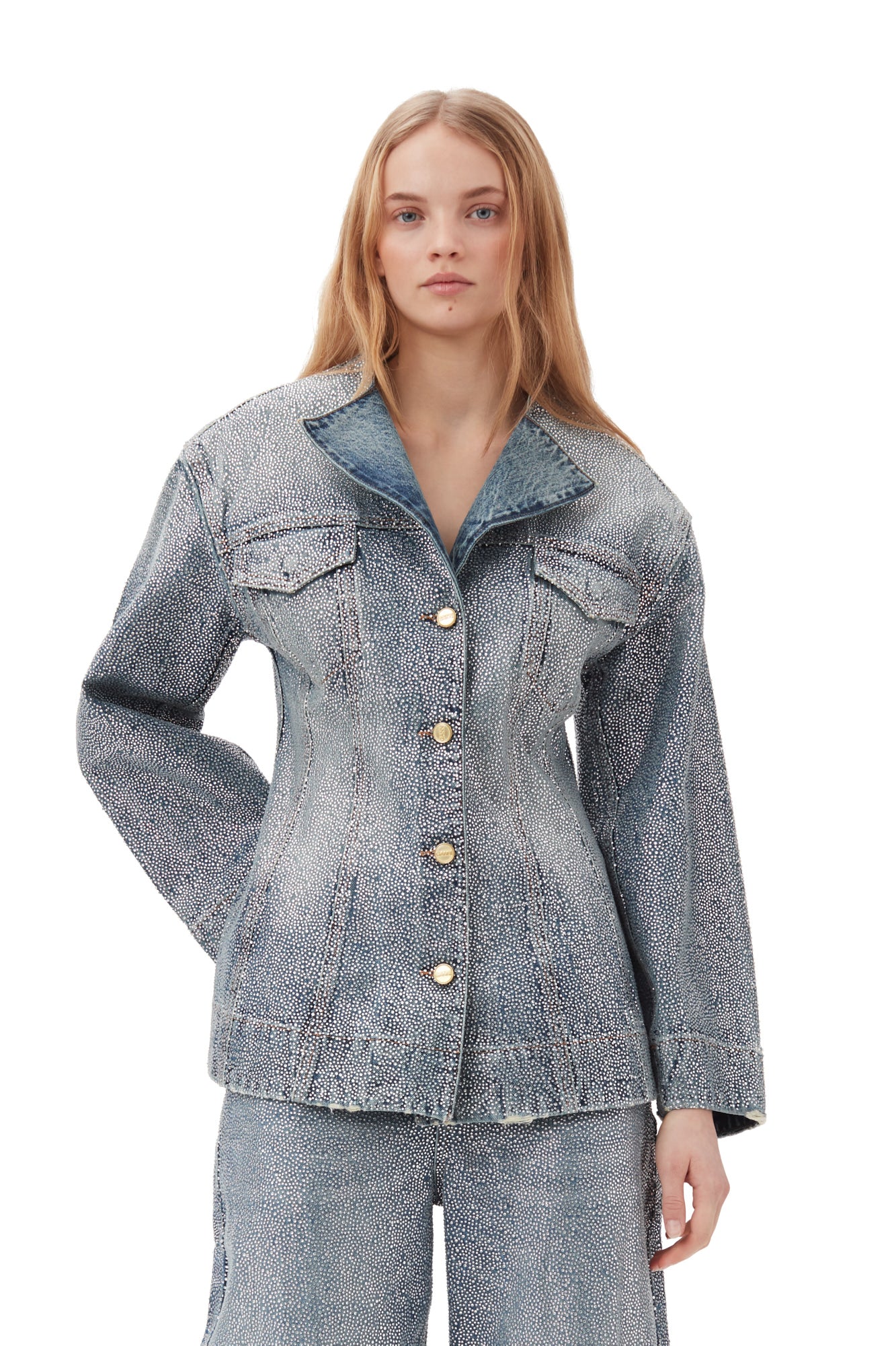 Sparkle Denim Fitted Blazer | Tint Wash - Image 3